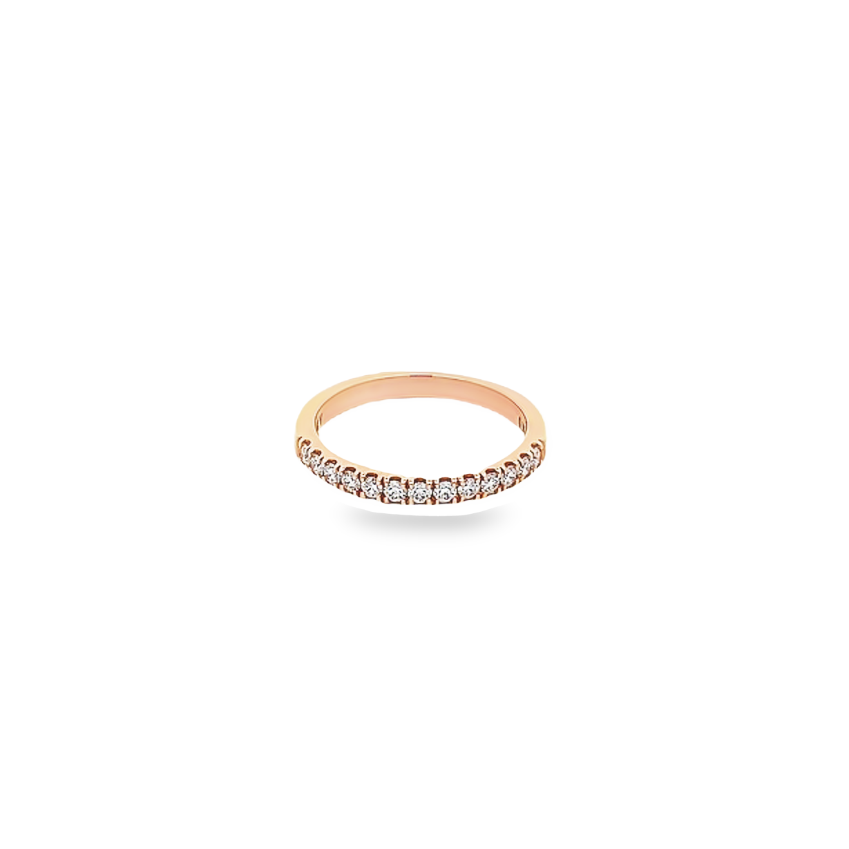 14 Karat rose gold wedding band Size 6.5 with 13=0.30 total weight round brilliant G VS Diamonds
