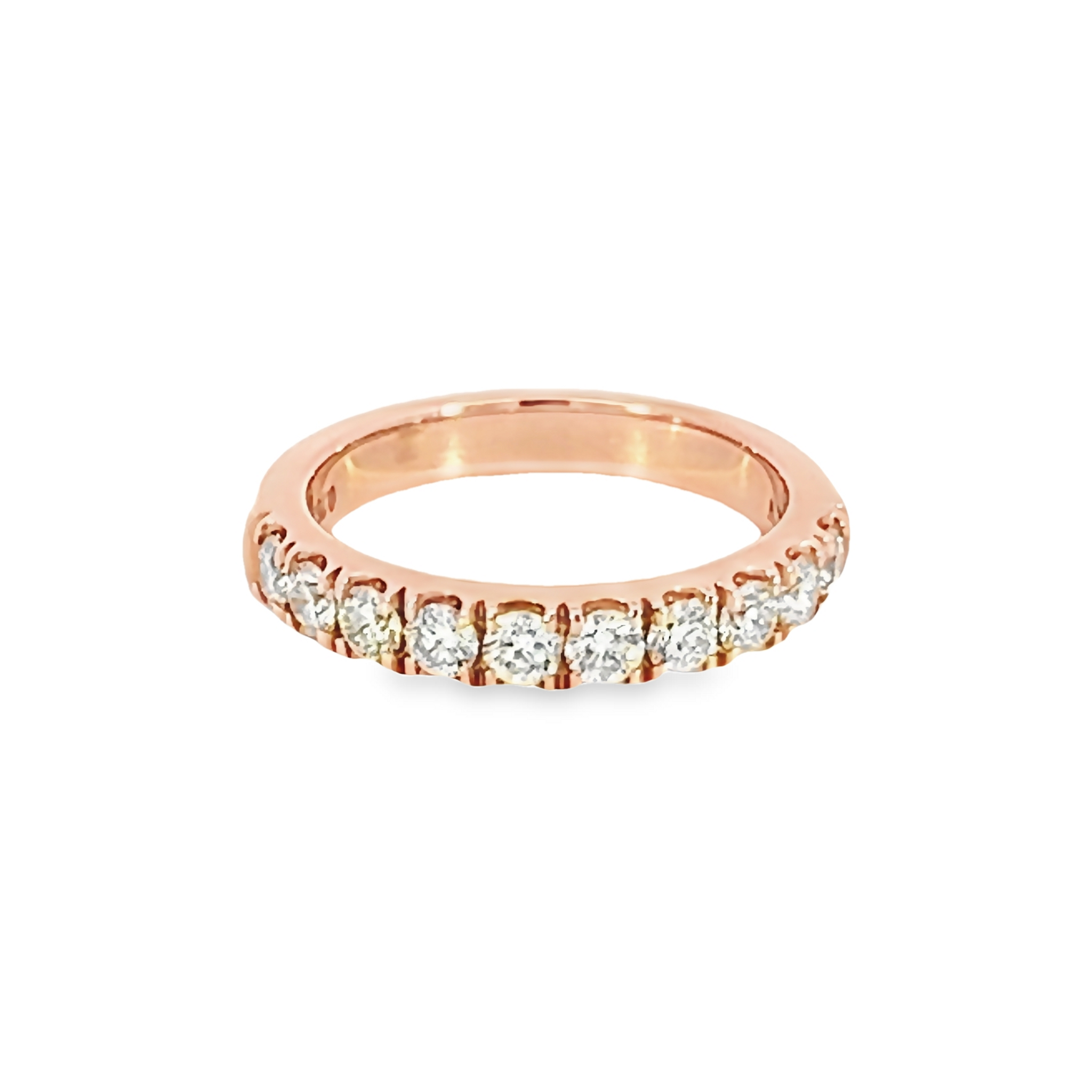 14k Rose Gold Individual Prong Diamond Wedding Band