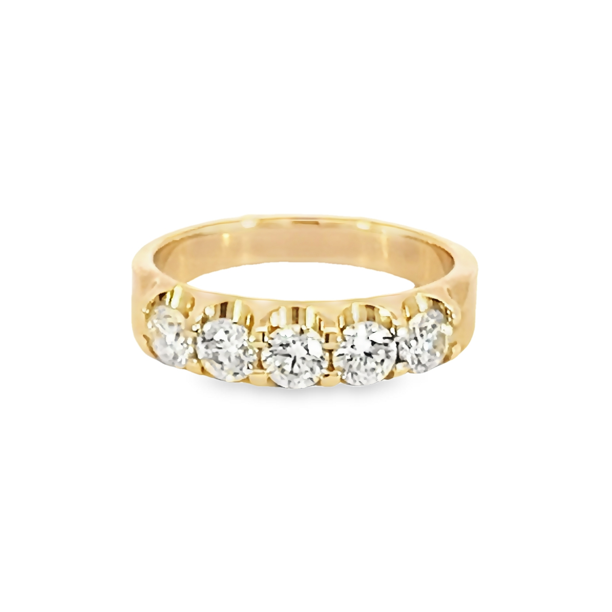 14k Yellow Gold Five Stone Diamond Wedding Band