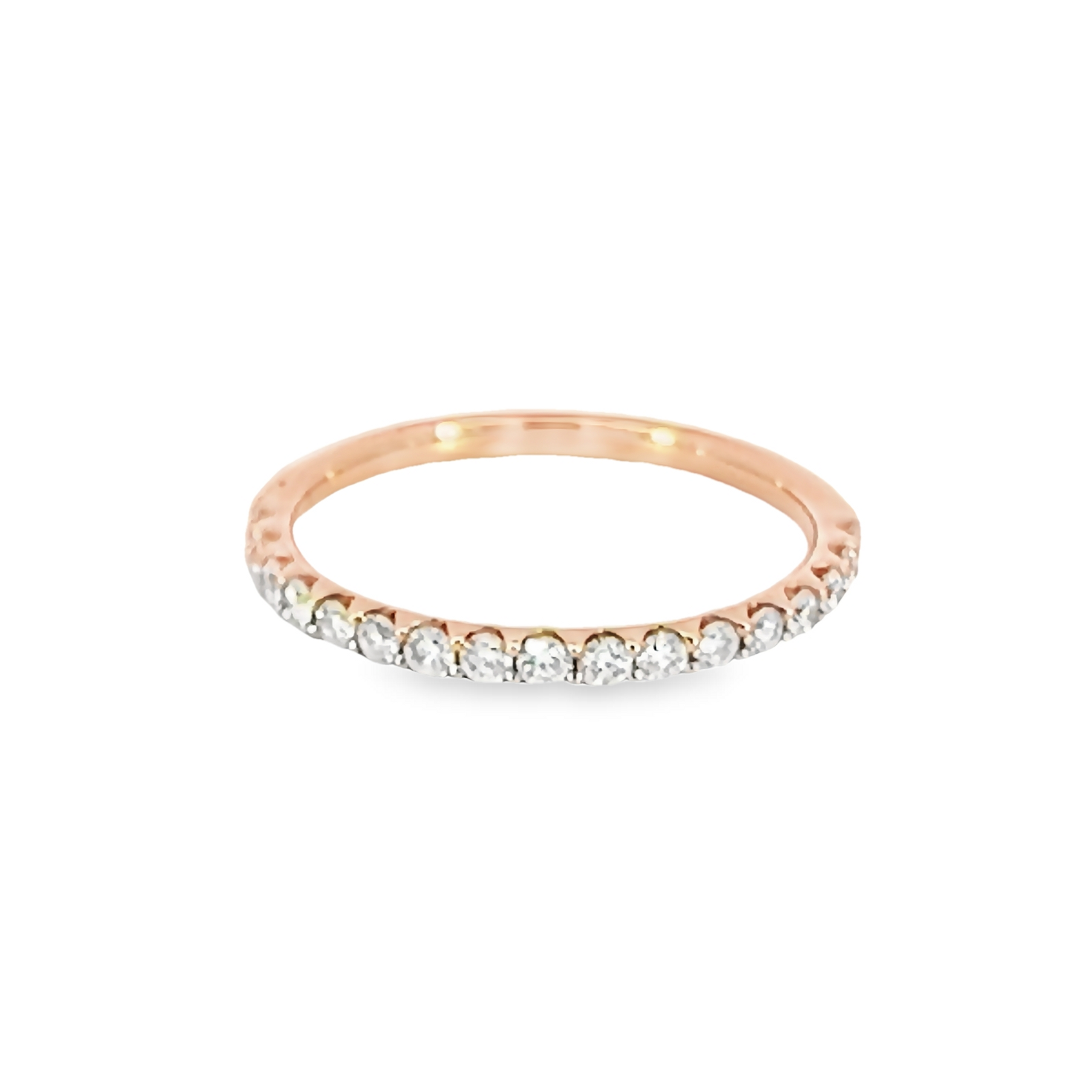 14k Rose Gold Individual Prong Diamond Wedding Band