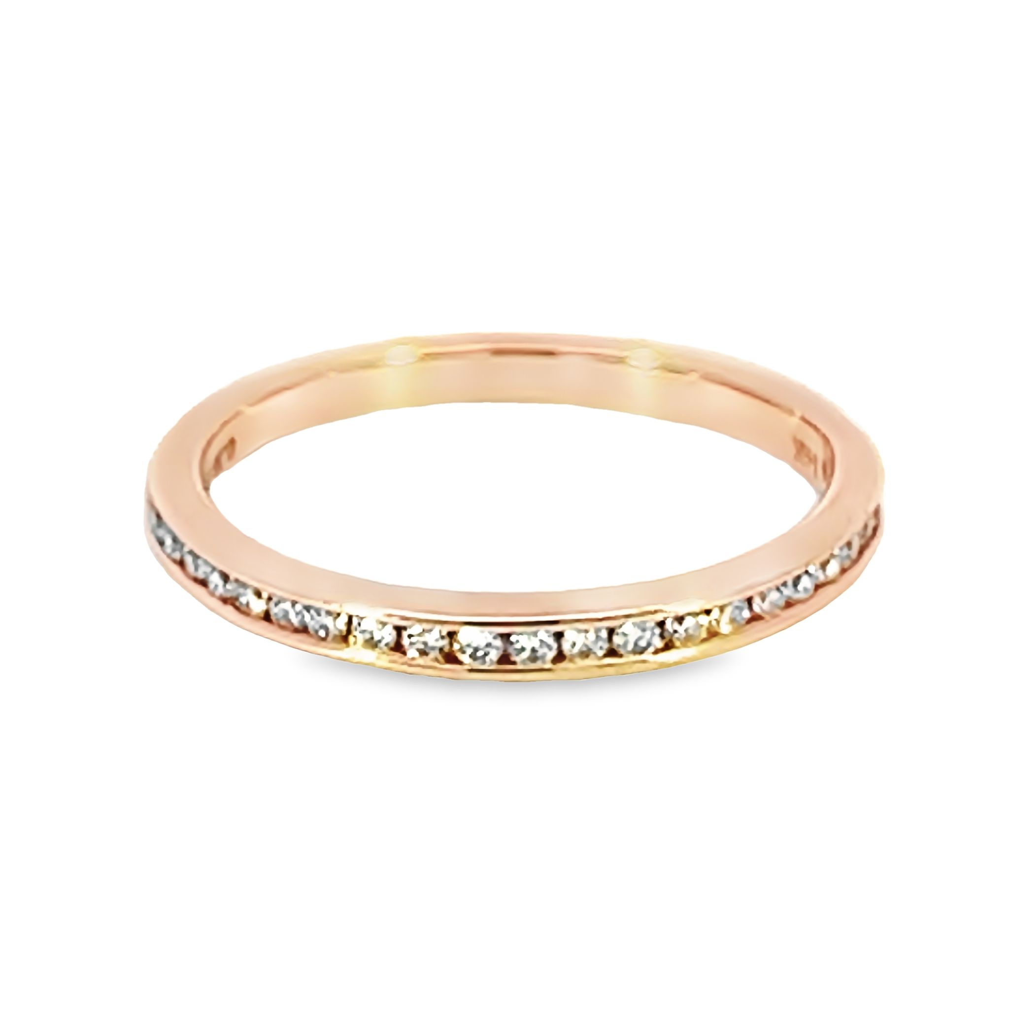 14k Rose Gold Channel Set Diamond Wedding Band