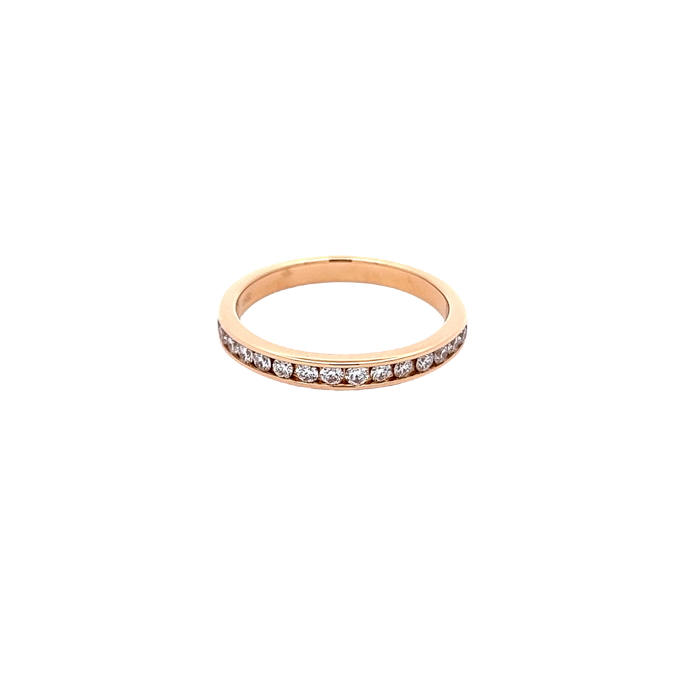 14 Karat yellow gold channel set wedding band Size 6.5 with 16=0.35 total weight round brilliant G VS Diamonds