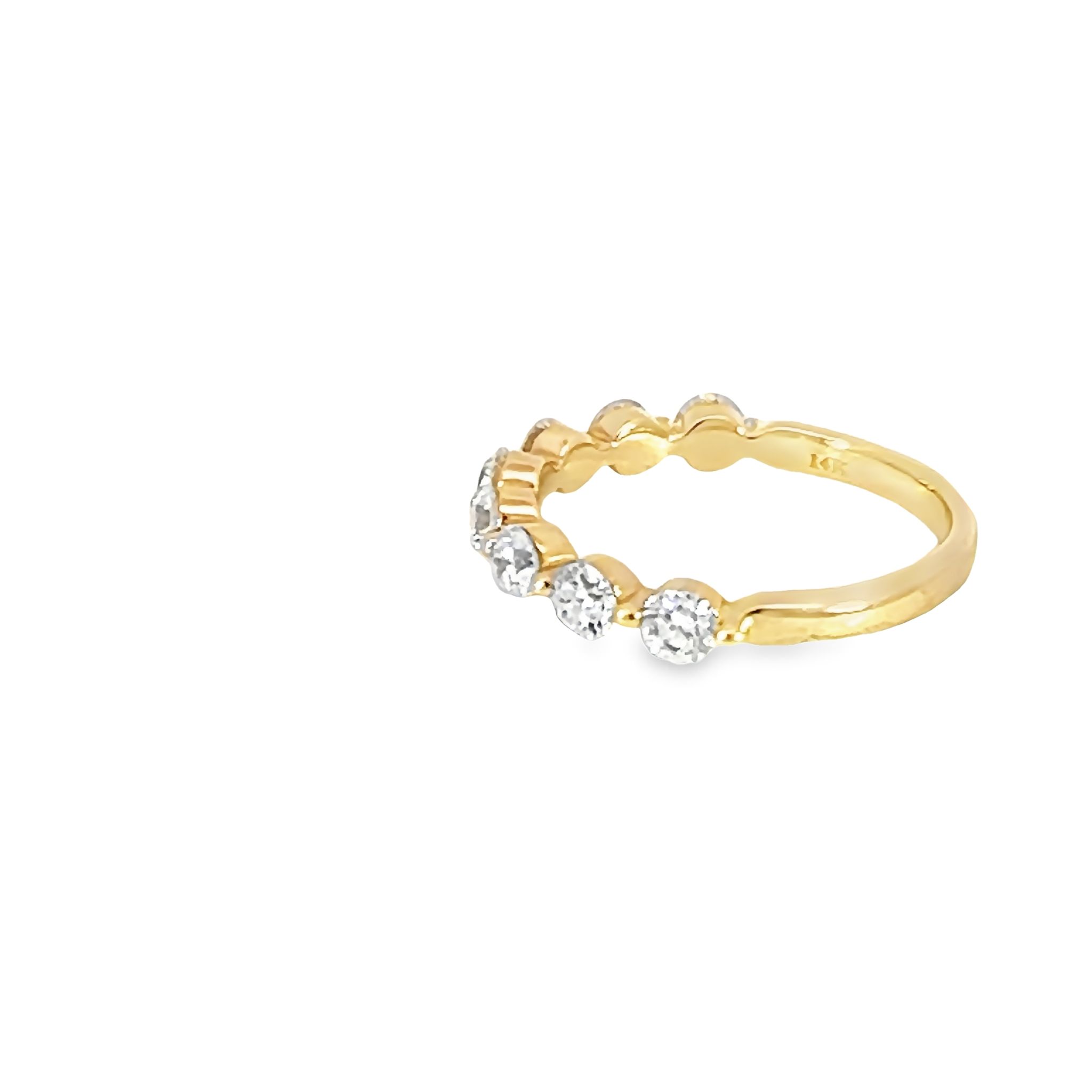 14k Yellow Gold Shared Prong Diamond Wedding Band