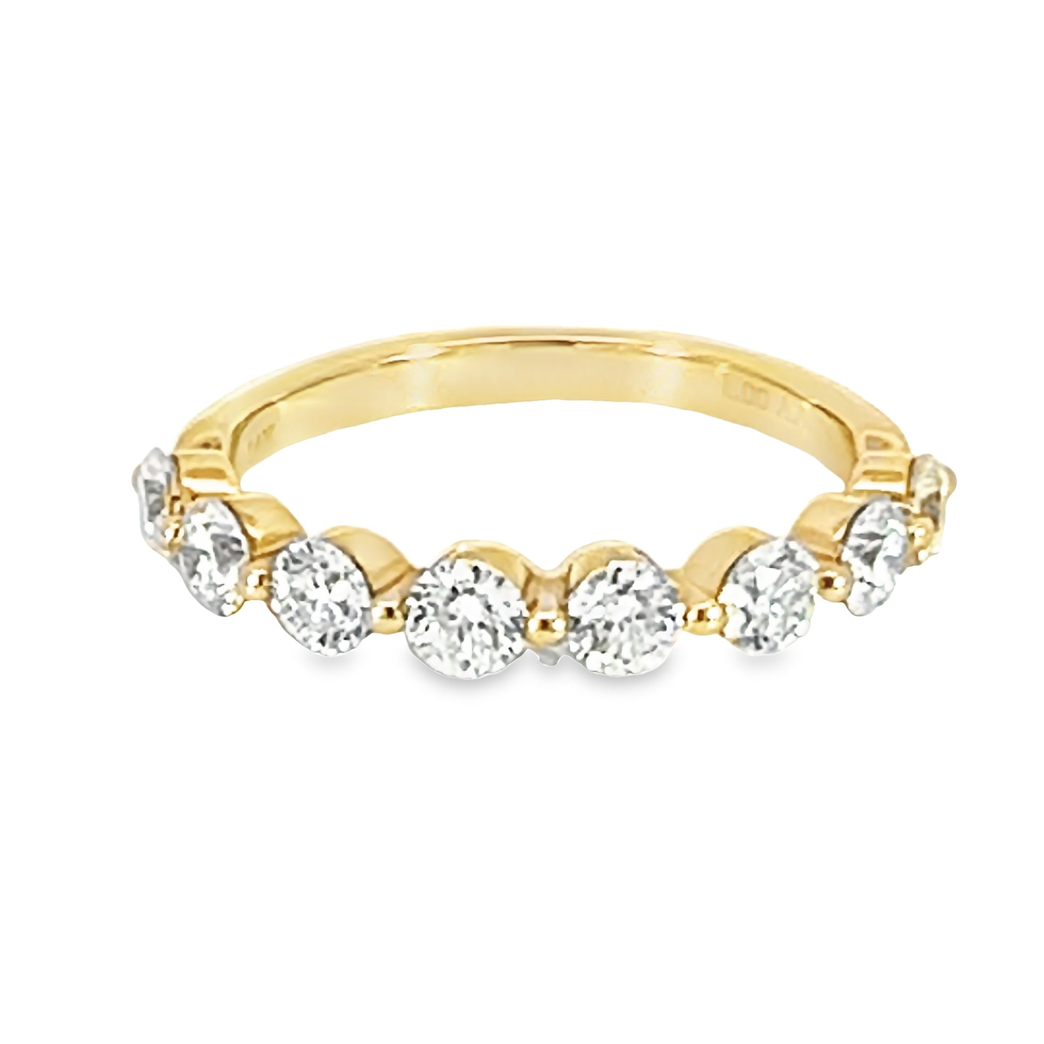 14k Yellow Gold Shared Prong Diamond Wedding Band