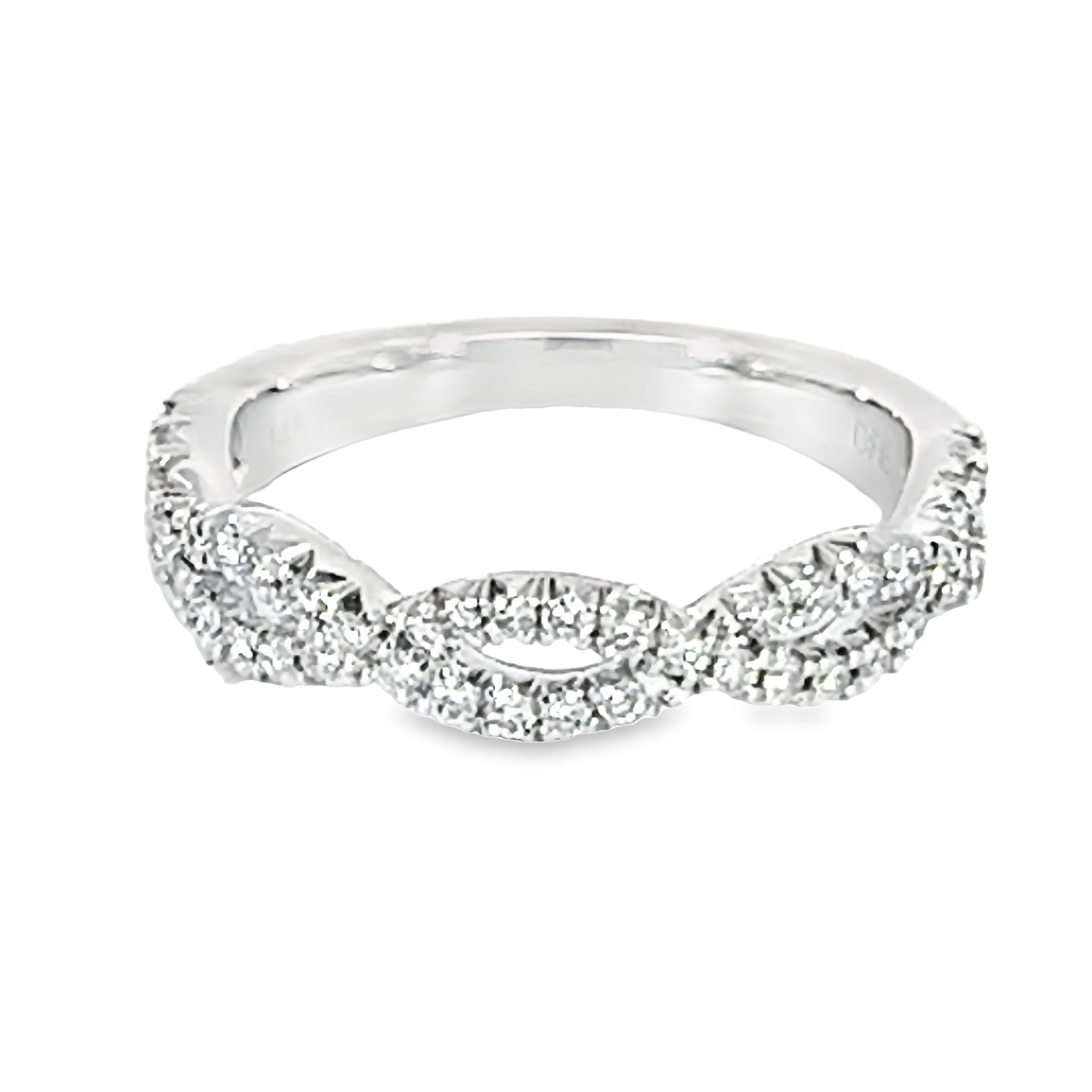 14k White Gold Infinity Diamond Wedding Band