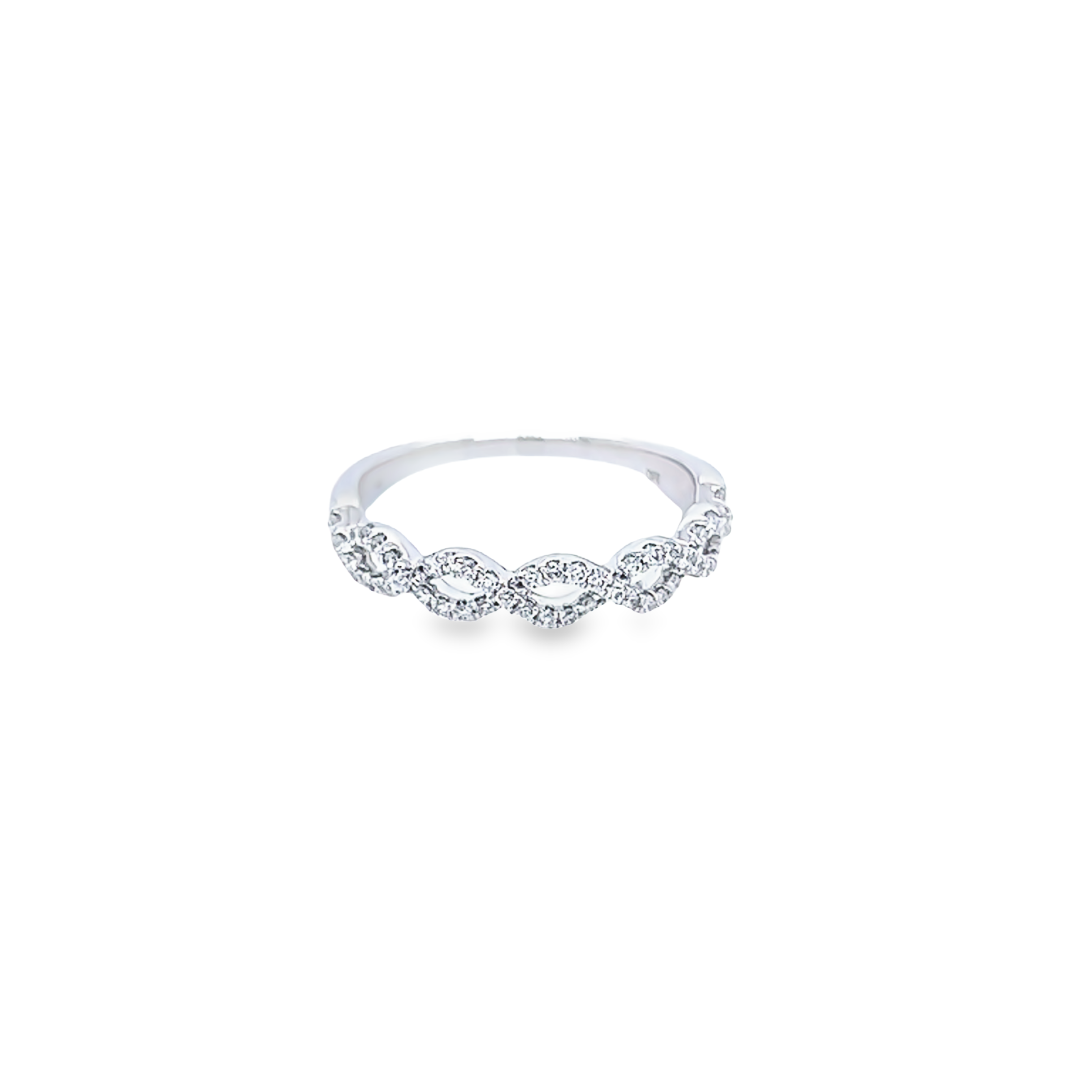 14 Karat white gold wedding band with 49=0.25tw Round Brilliant G VS Diamonds