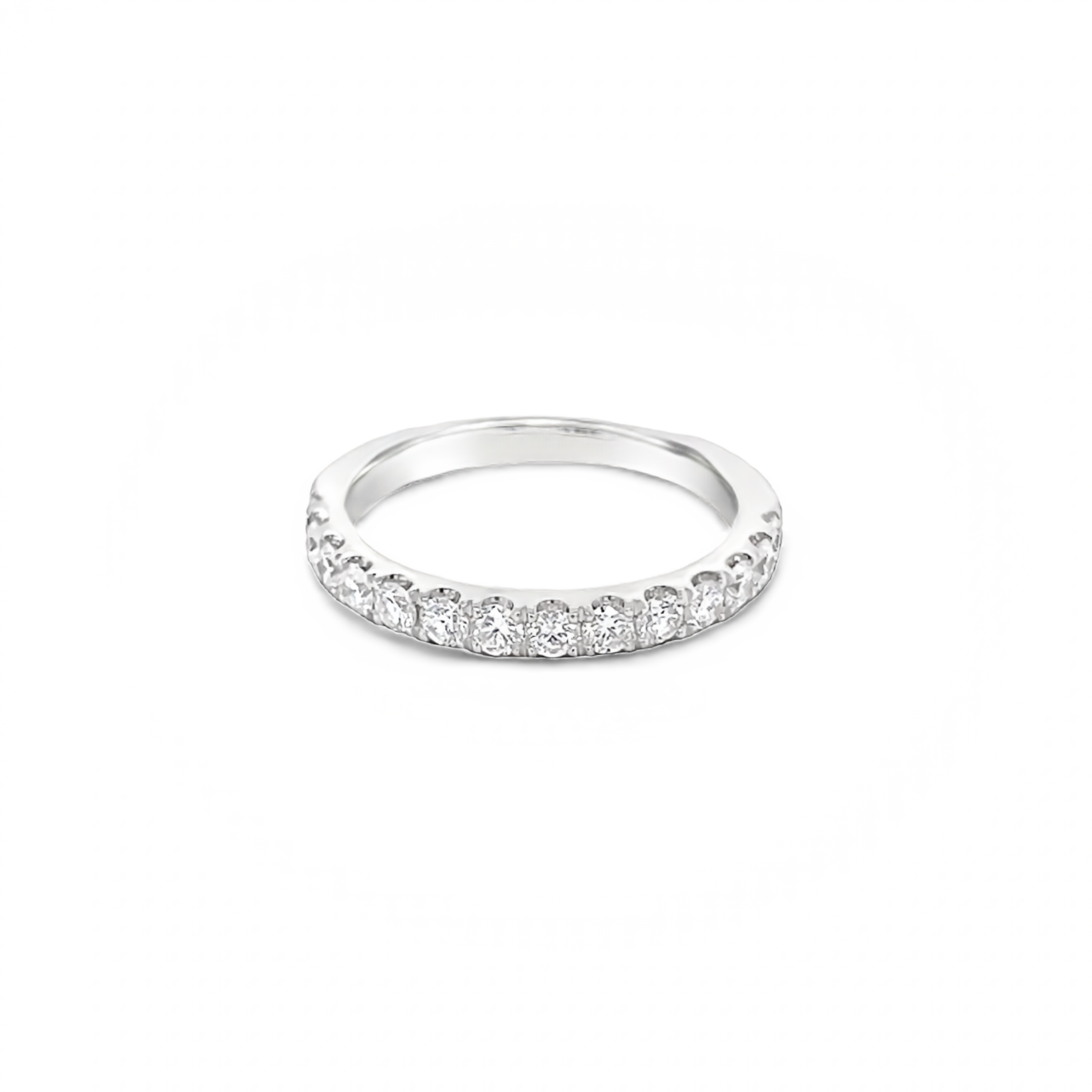 14 Karat white gold wedding band with 14=0.65tw Round Brilliant G VS Diamonds