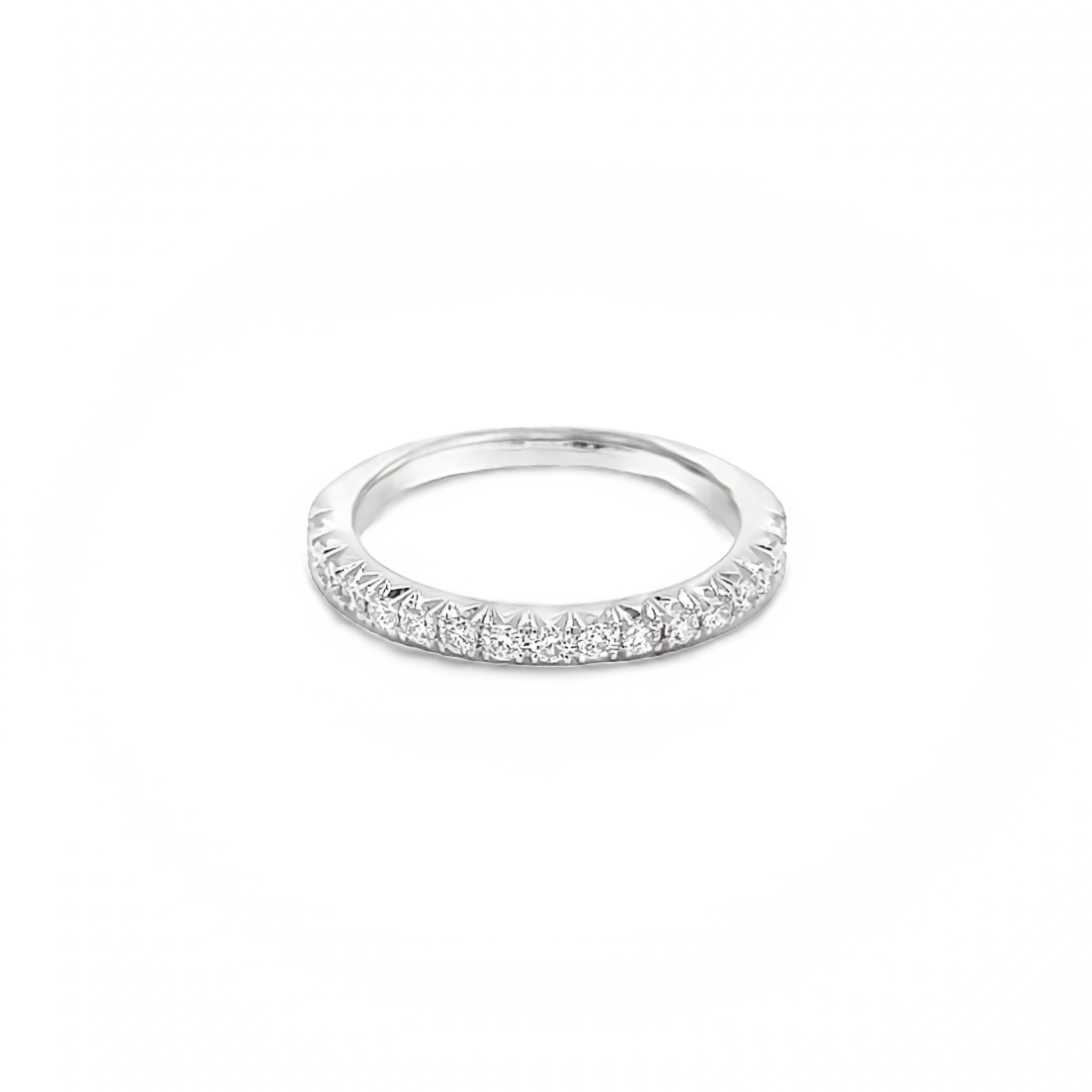 14 Karat white gold wedding band with 17=0.36tw Round Brilliant G VS Diamonds