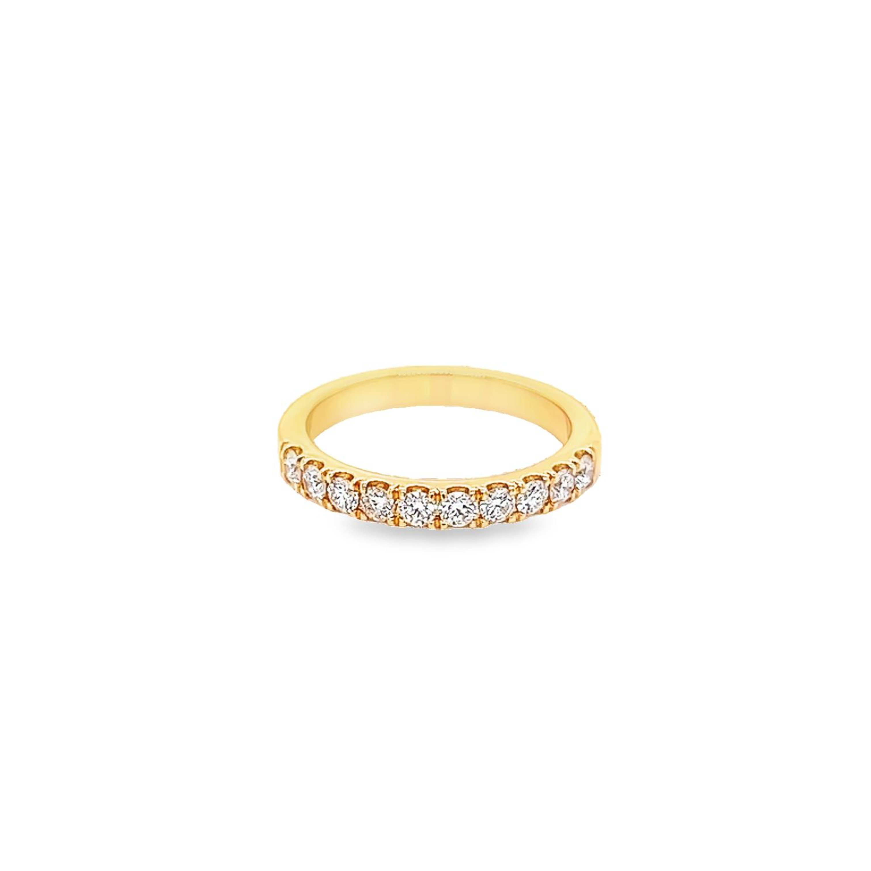 14 Karat yellow gold wedding band Size 6.5 with 10=0.50 total weight round brilliant G VS Diamonds
