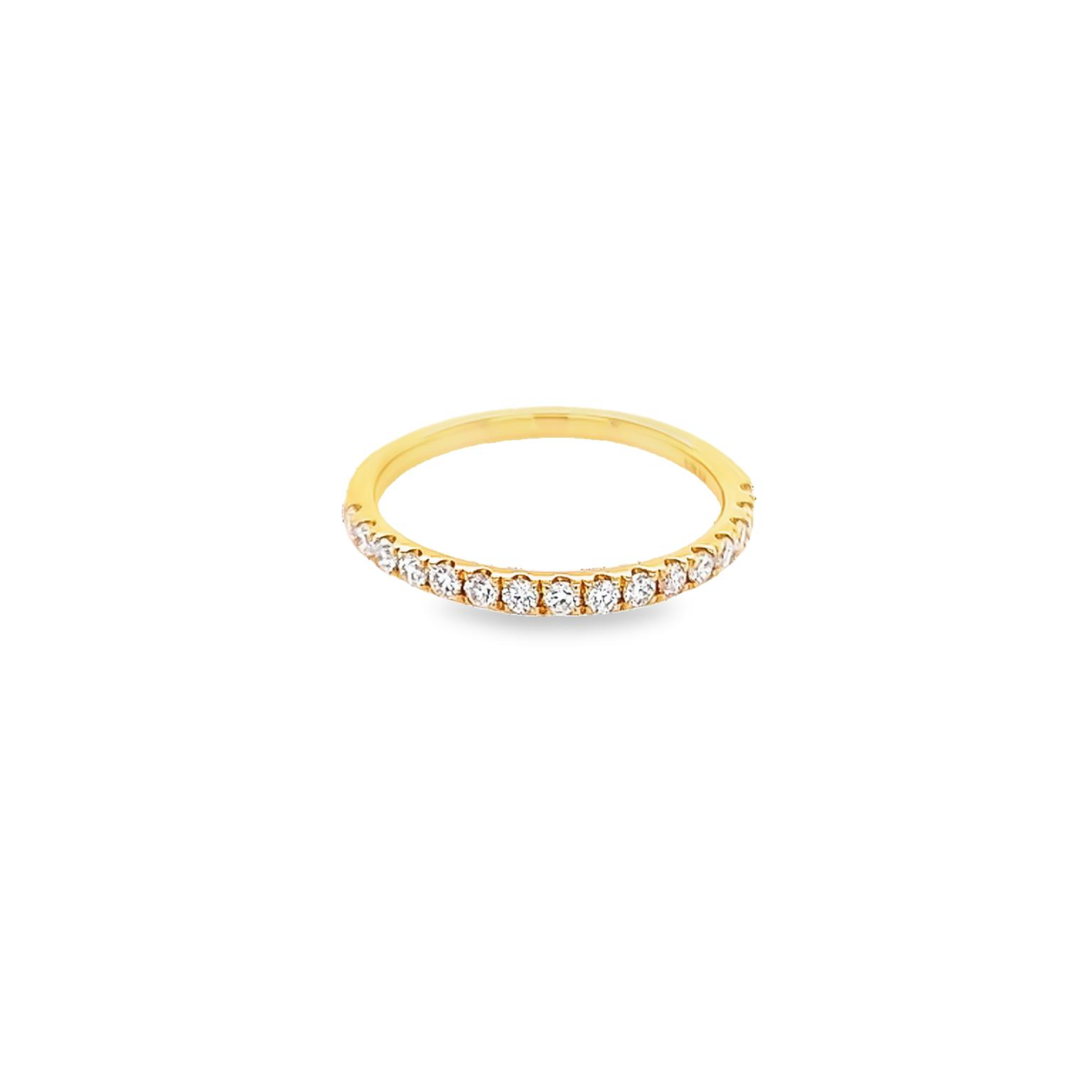 14 Karat yellow gold wedding band Size 6.5 with 16=0.30 total weight round brilliant G VS Diamonds