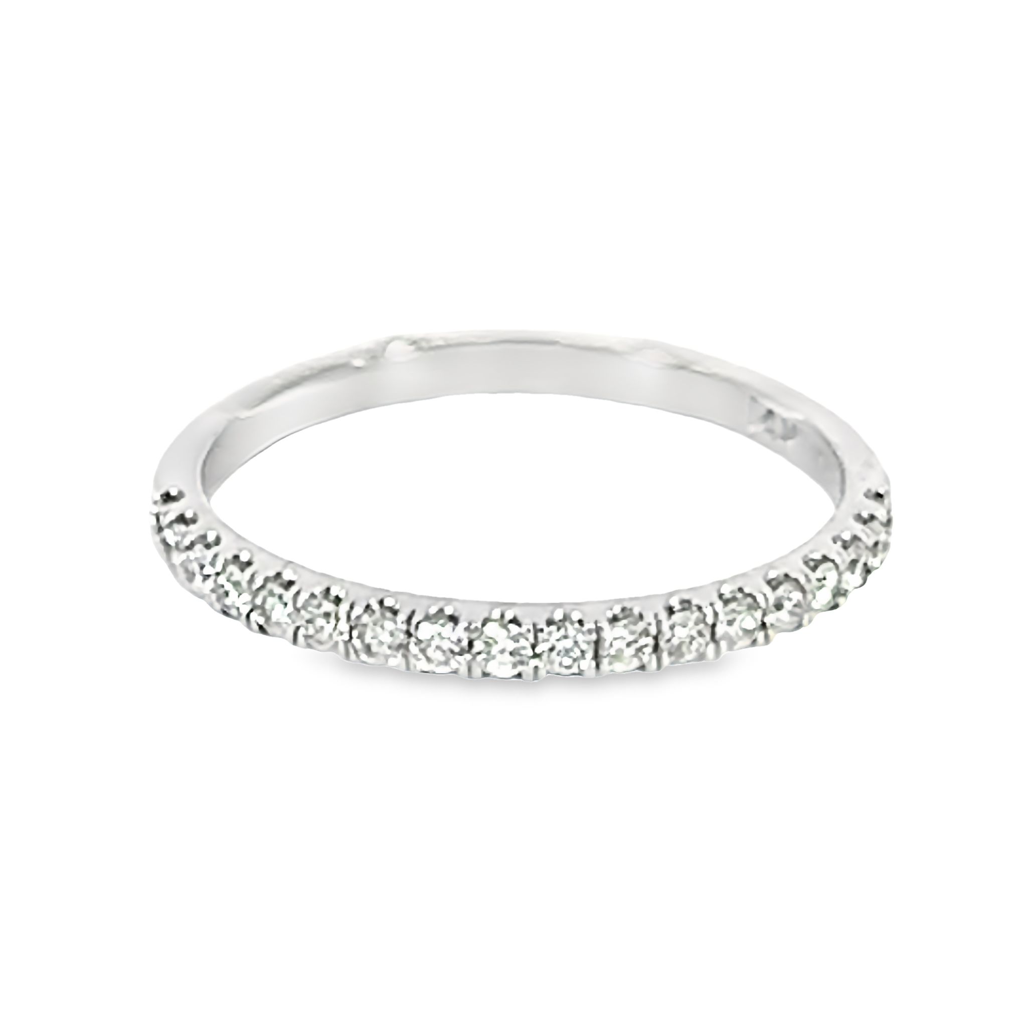 14 Karat white gold wedding band with 18=0.23Tw Round Brilliant G SI Diamonds