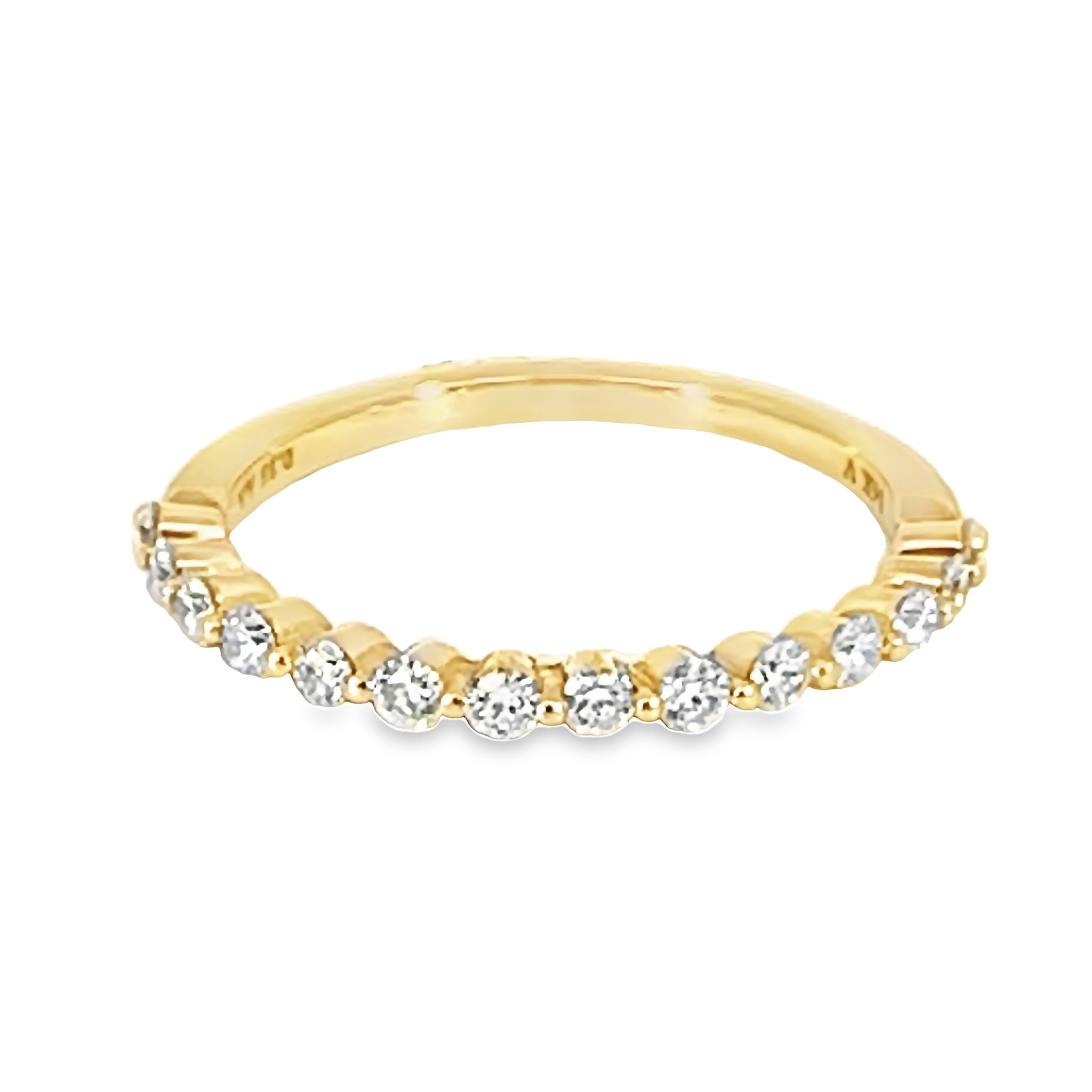 14k Yellow Gold Individual Prong Diamond Wedding Band