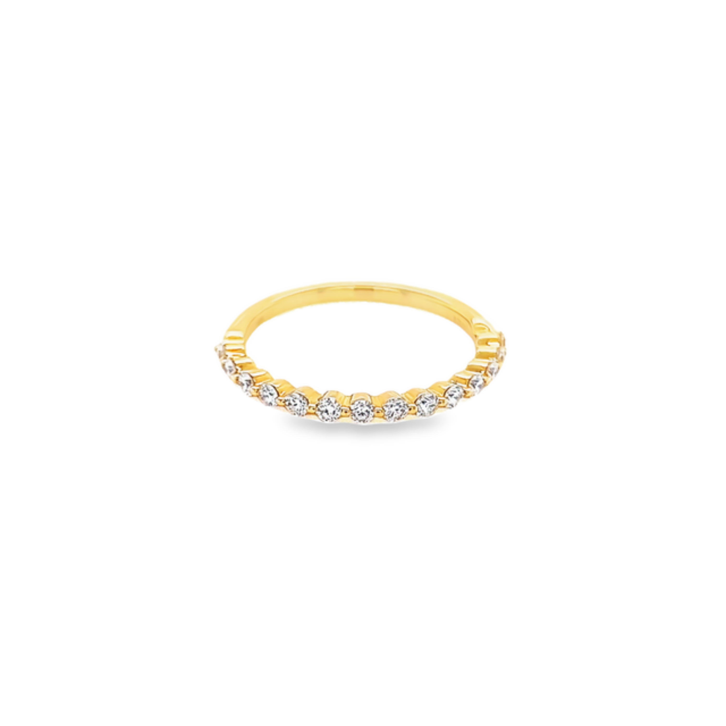 14 Karat yellow gold wedding band with 14=0.35 total weight round brilliant G VS Diamonds. Size 6.5