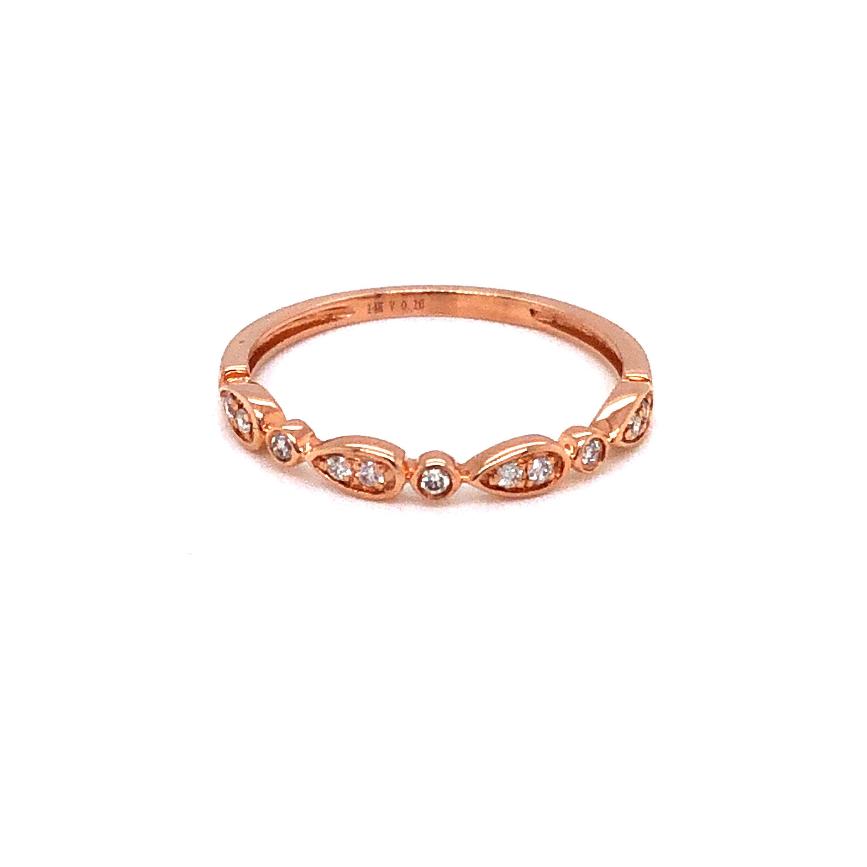 14 karat rose gold with 11=0.10 carat total weight G VS Diamond Stackable band