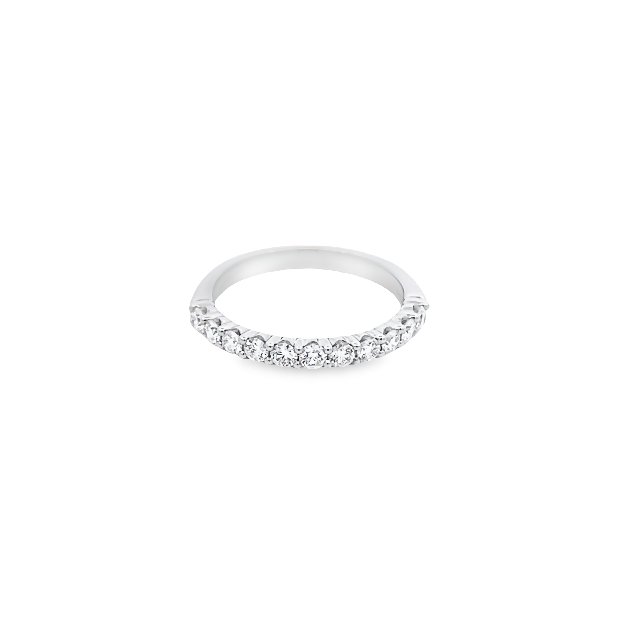 18 Karat white gold wedding band with 11=0.55 total weight round brilliant G SI Diamonds
