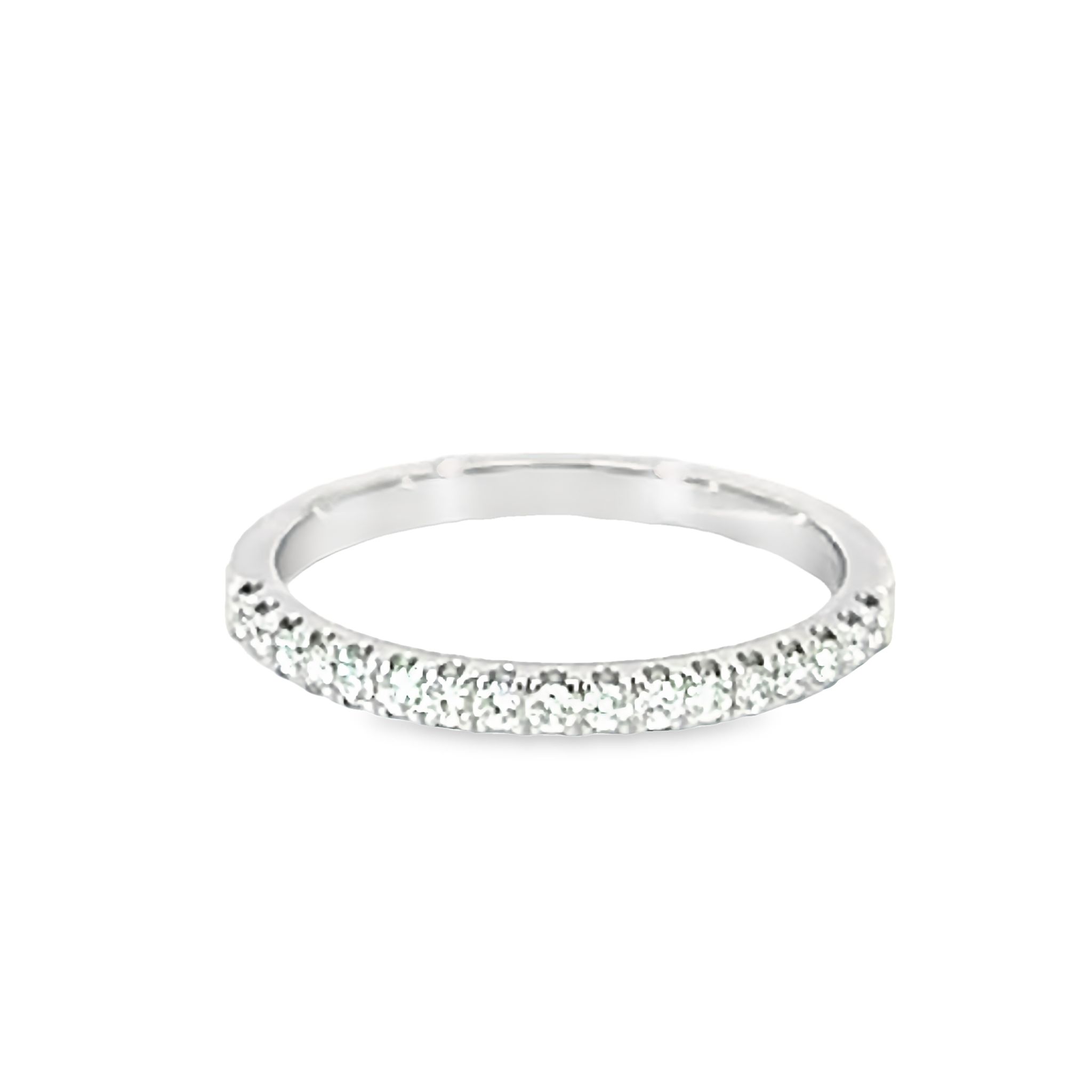 14k White Gold Soft Curved Diamond Wedding Band (1/8 cttw)