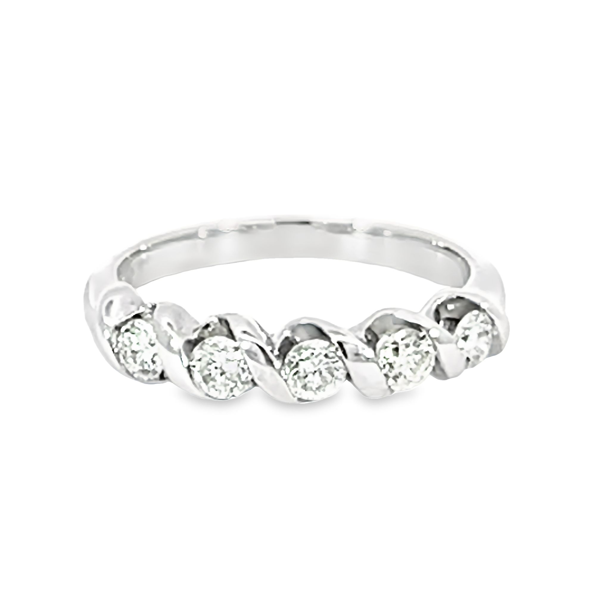 14k White Gold Diamond Wedding Band