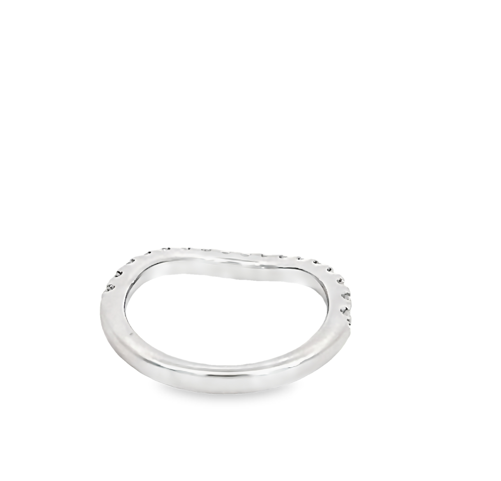 14k White Gold Curved Diamond Band