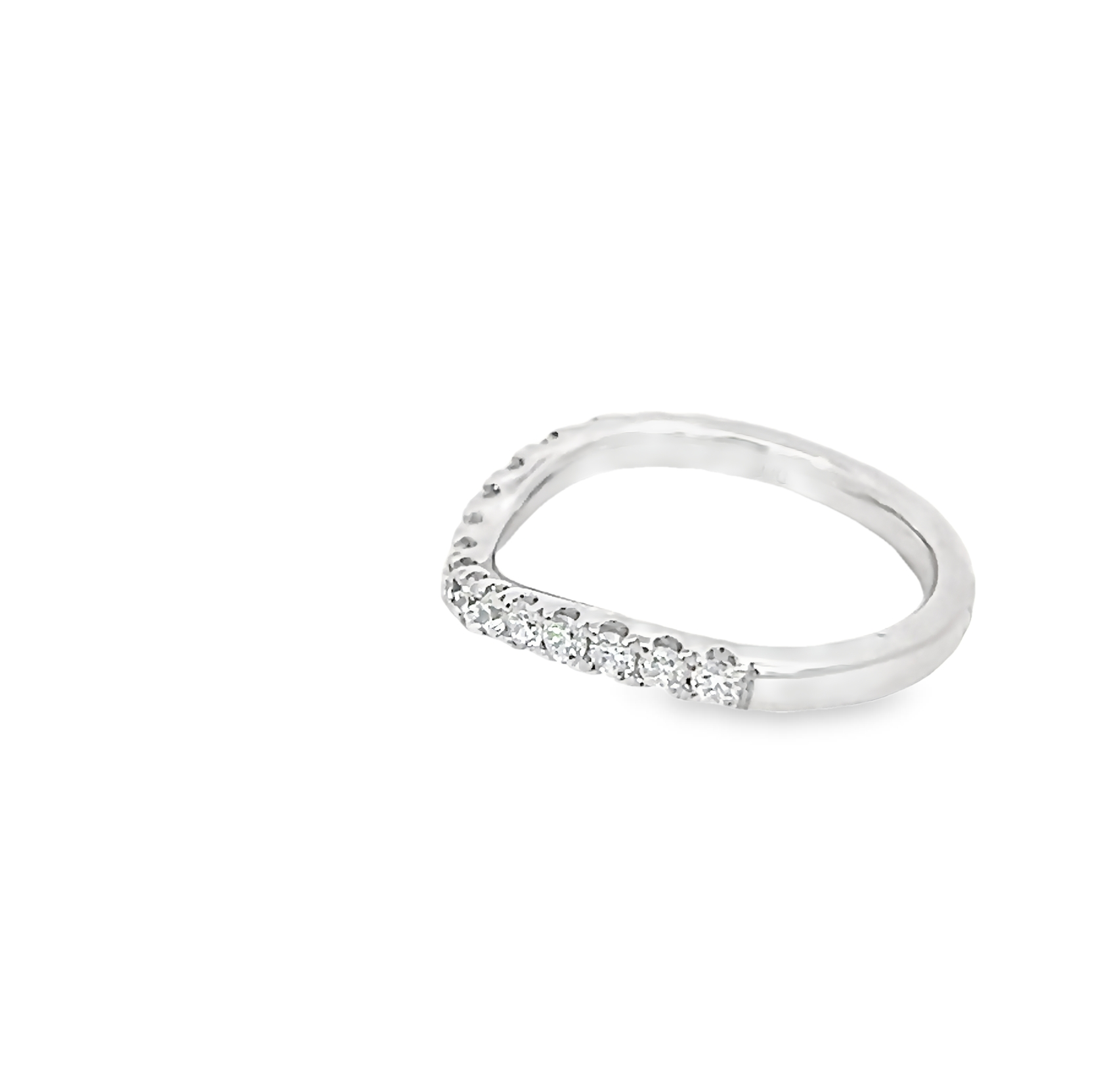 14k White Gold Curved Diamond Band