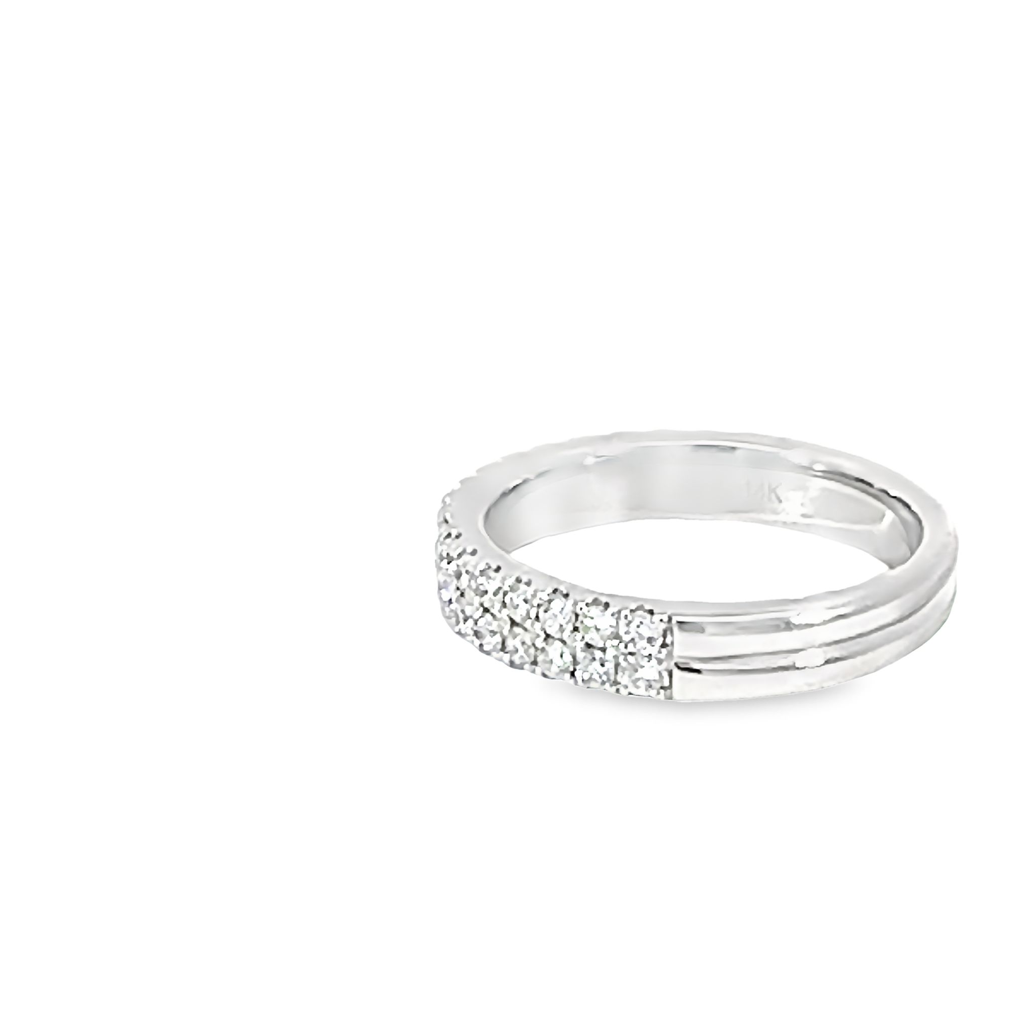 14k White Gold Pave Wedding Band