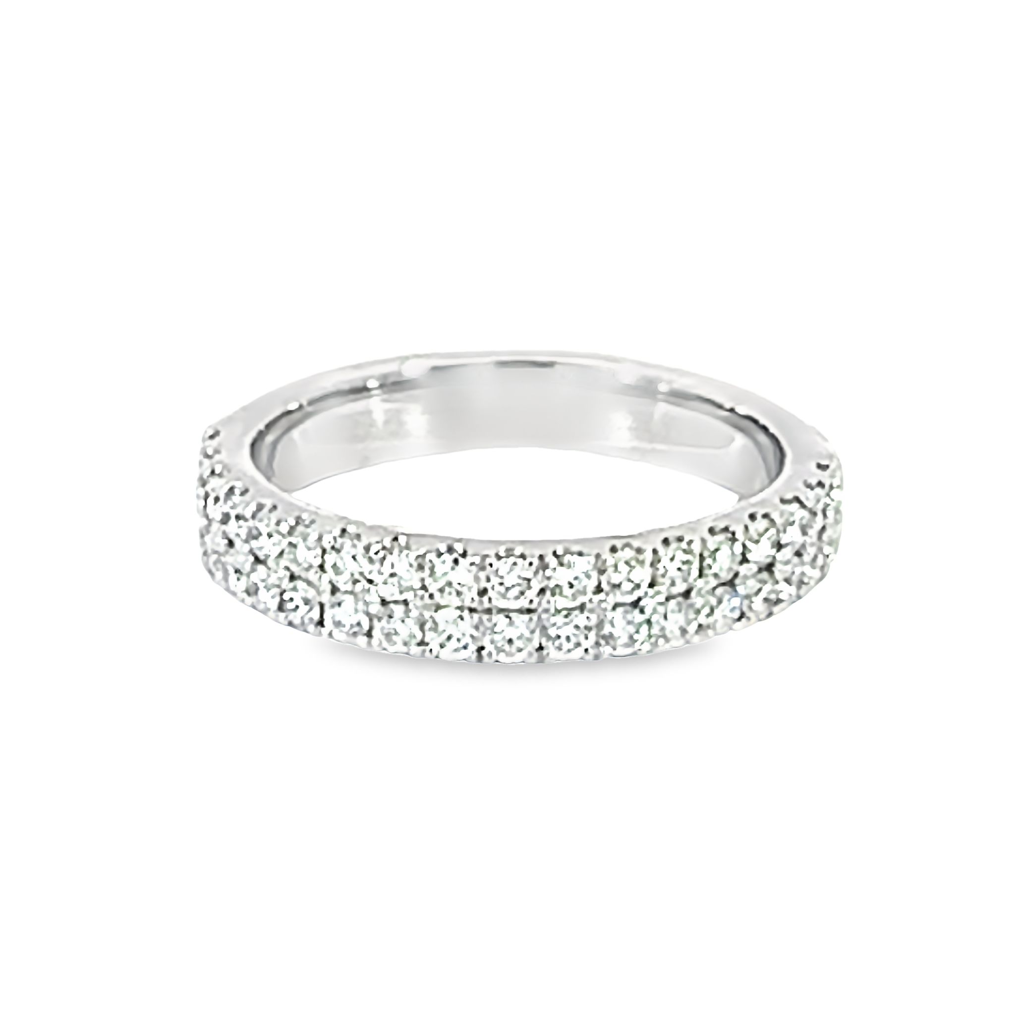 14k White Gold Pave Wedding Band