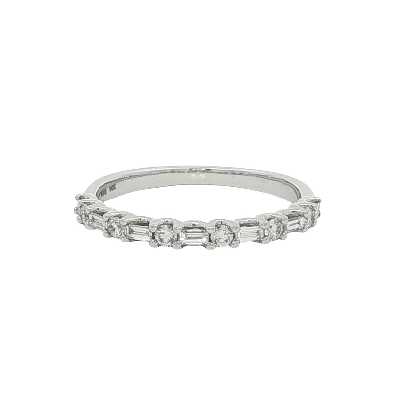 14k White Gold Alternating Diamond Band