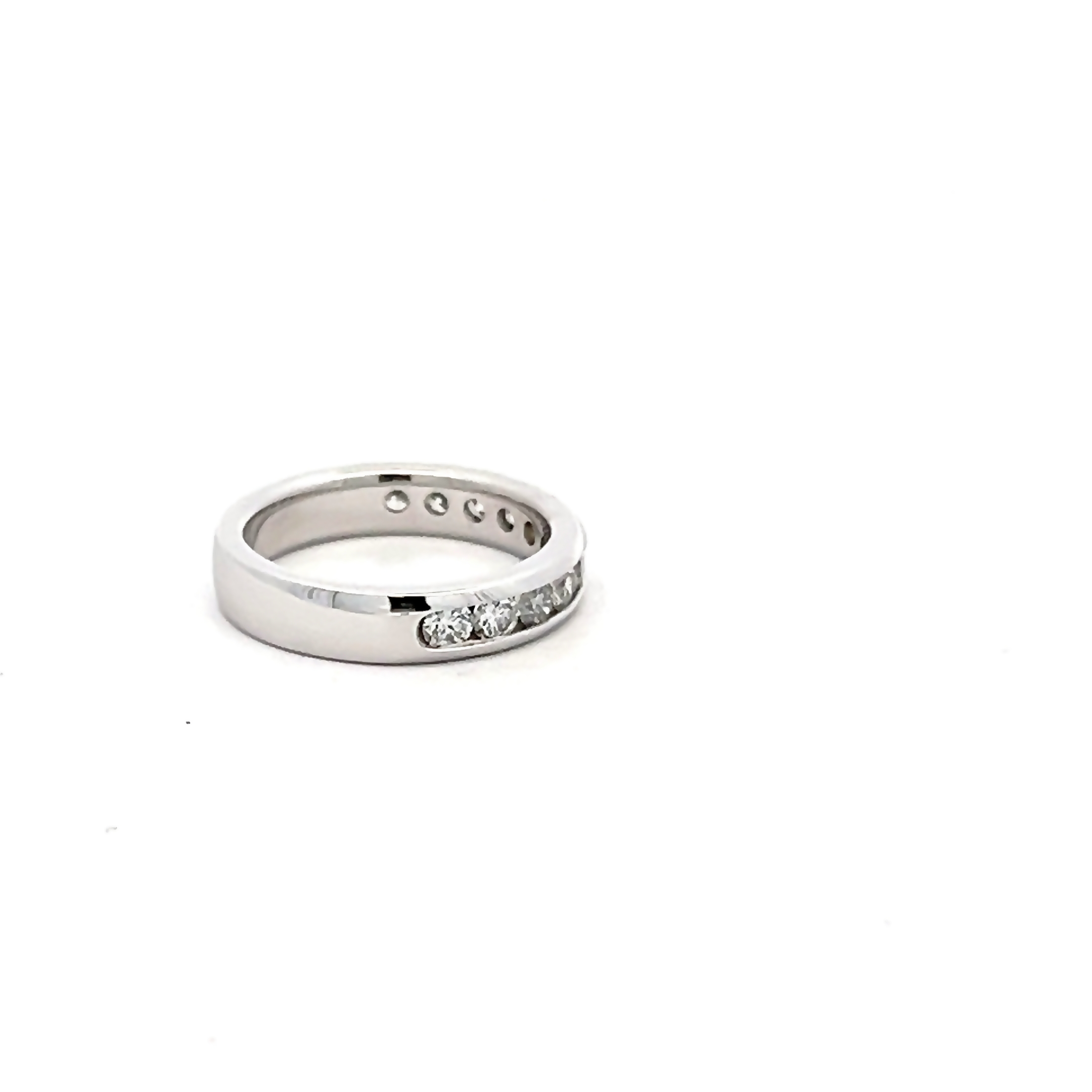 14k White Gold Channel Set Diamond Wedding Band