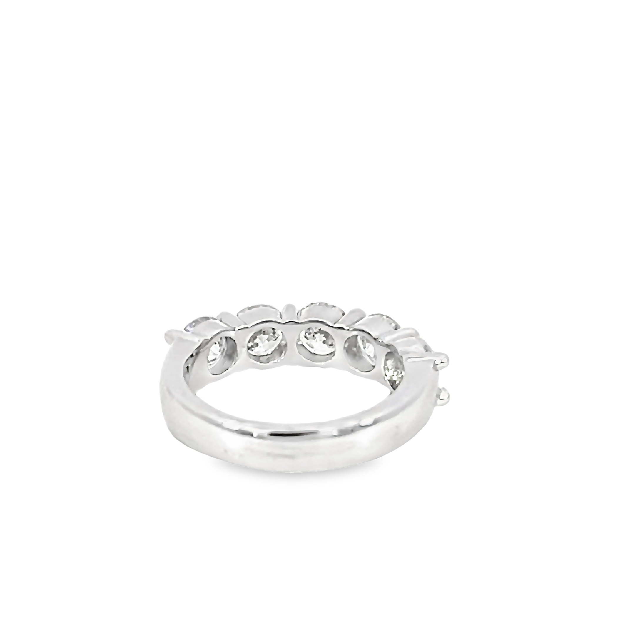 14k White Gold Five Diamond Wedding Band