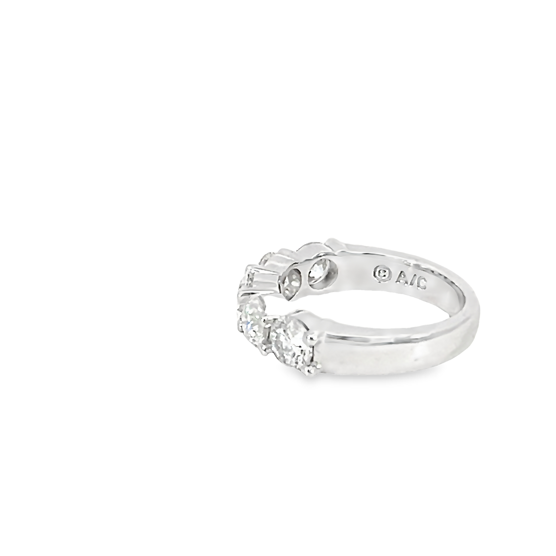 14k White Gold Five Diamond Wedding Band