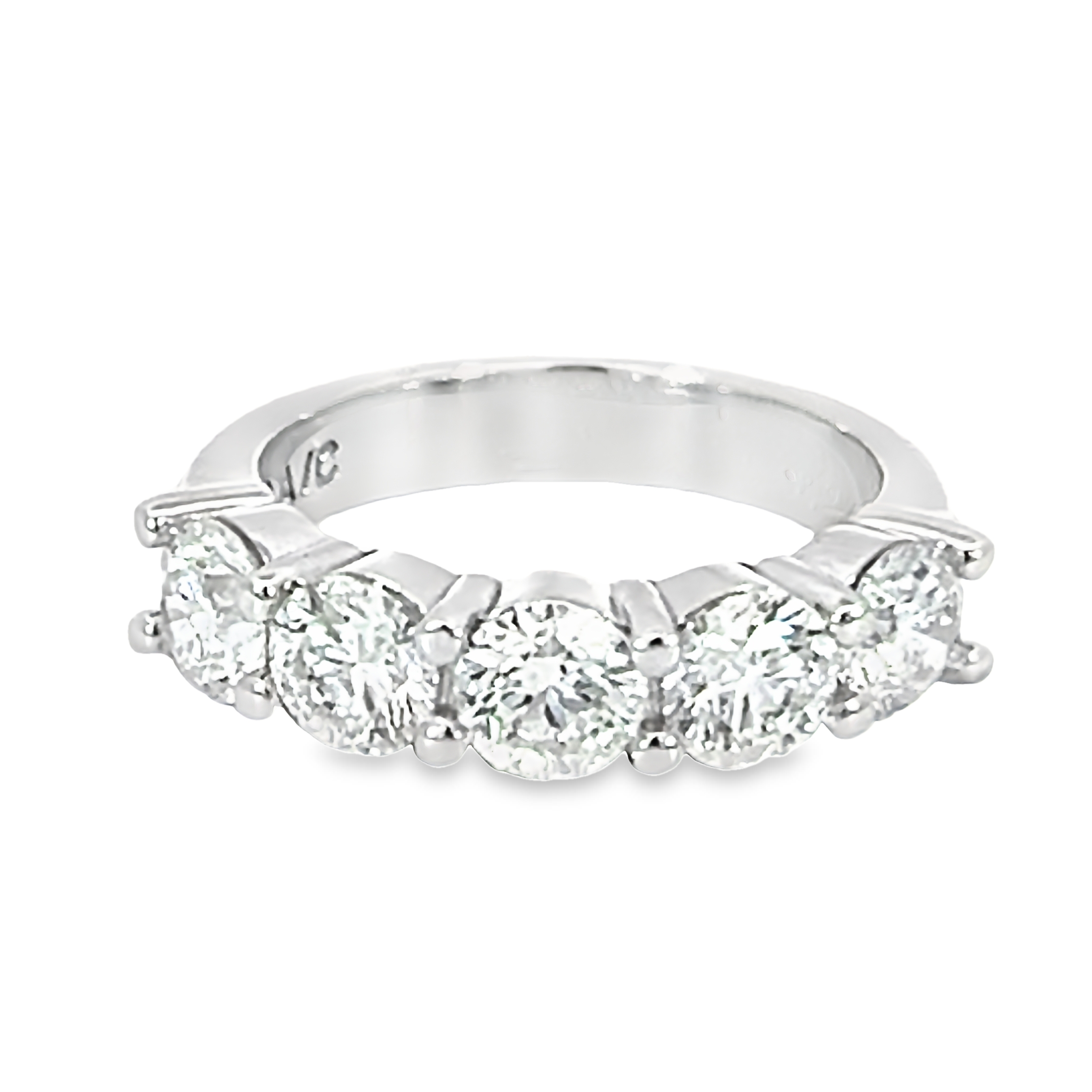 14k White Gold Five Diamond Wedding Band