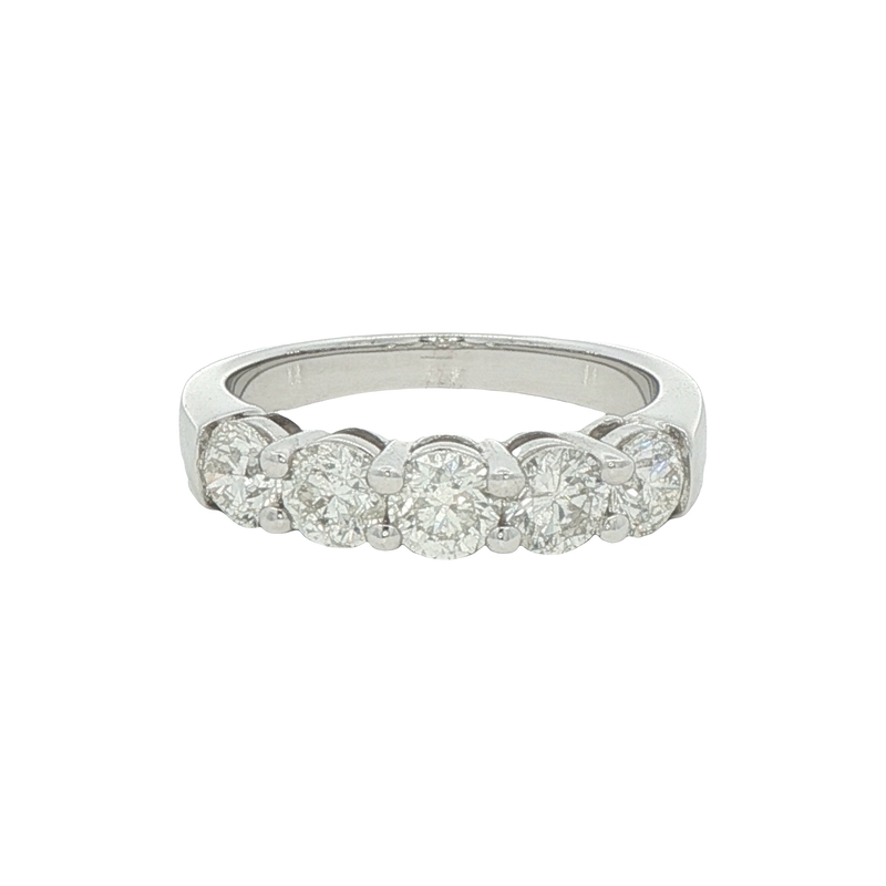 14k White Gold Five Stone Band