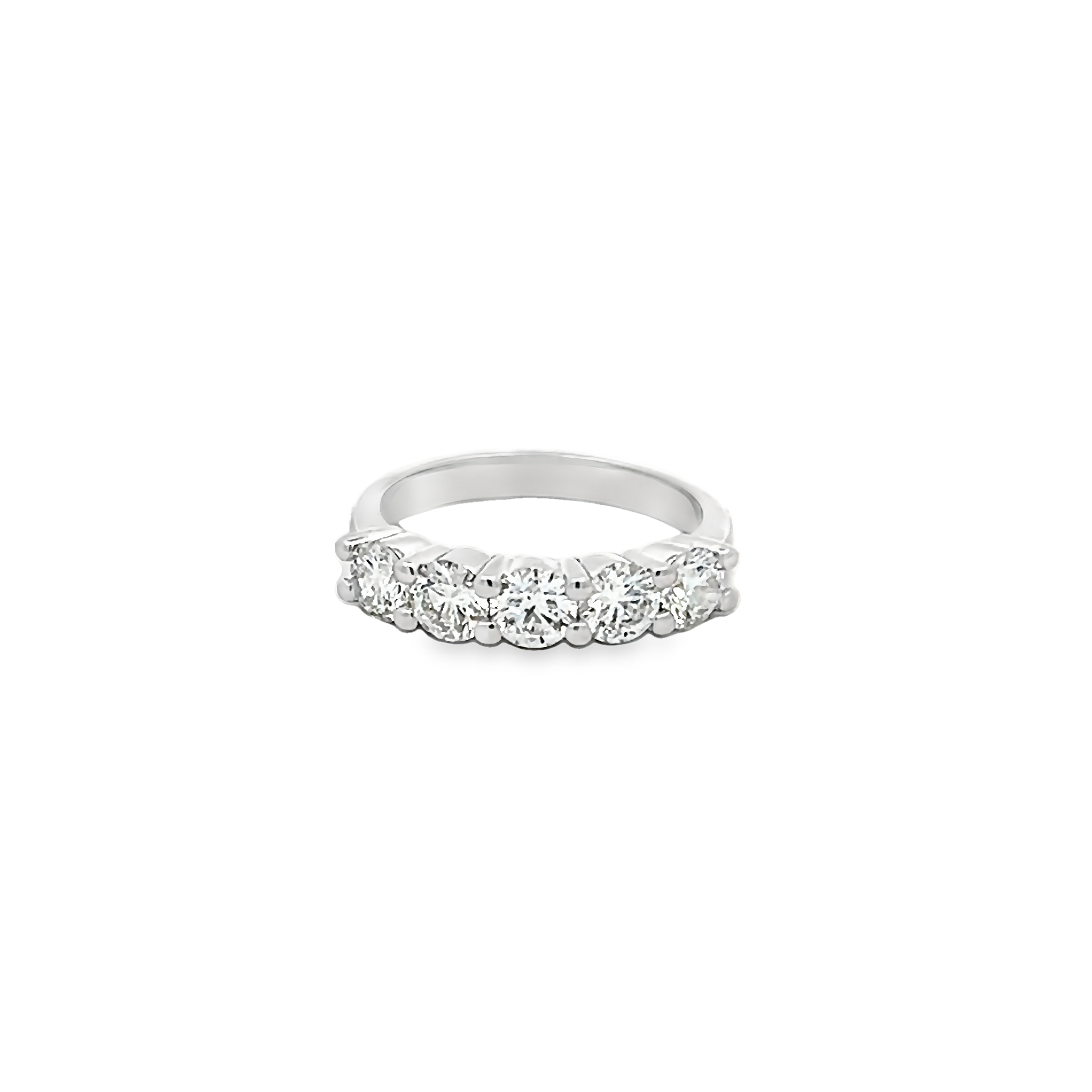 14k White Gold Five Diamond Band