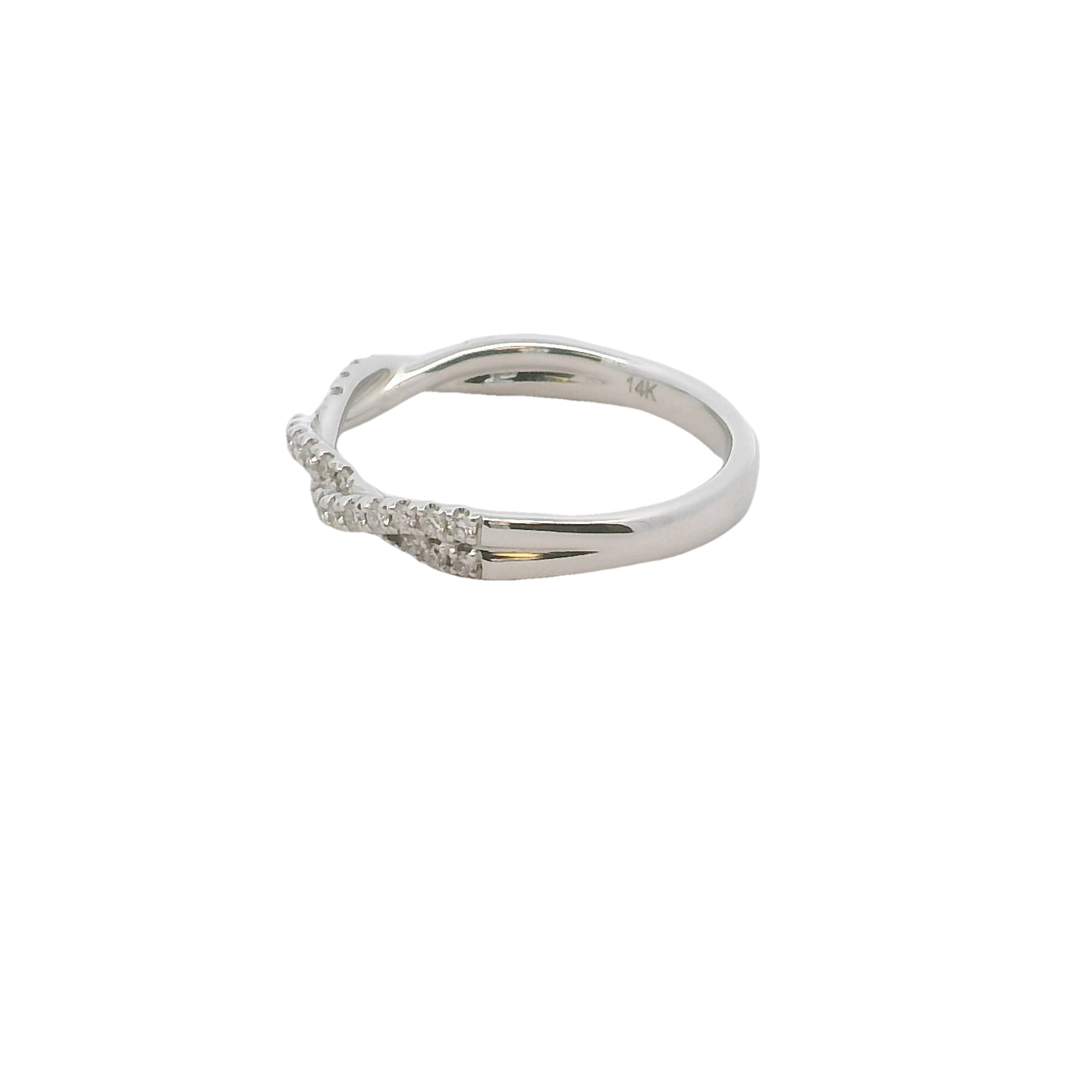 14k White Gold Twist Diamond Wedding Band