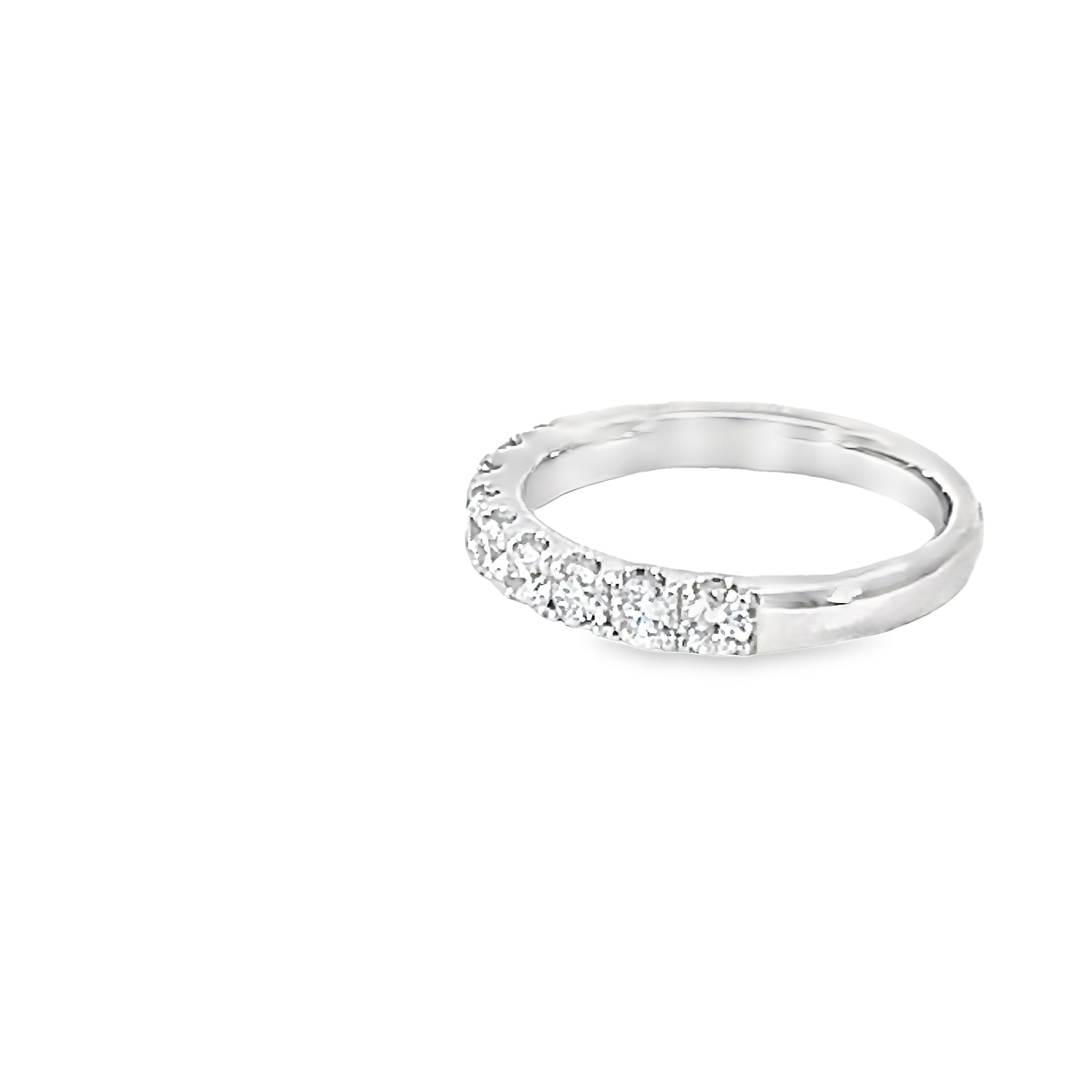 14k White Gold Individual Prong Diamond Wedding Band