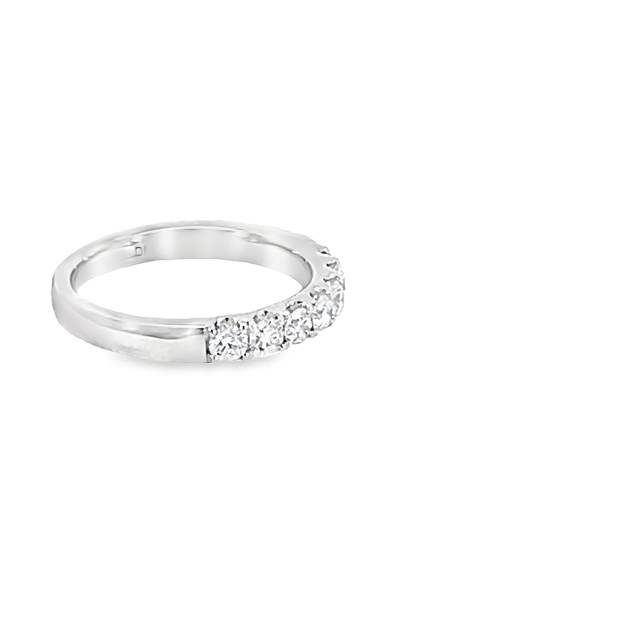 14k White Gold Individual Prong Diamond Wedding Band