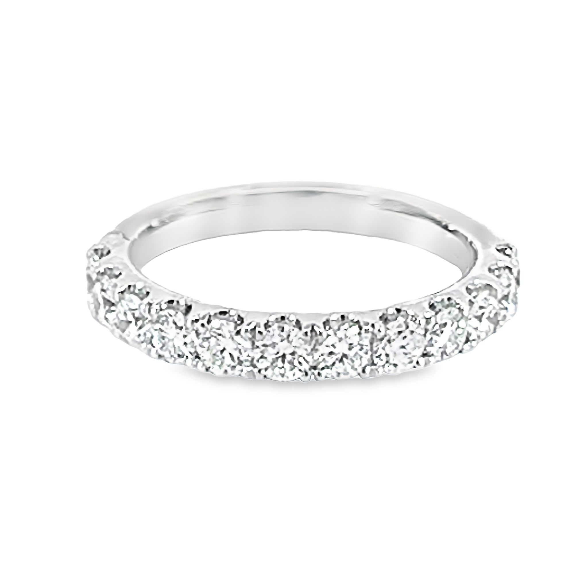 14k White Gold Individual Prong Diamond Wedding Band