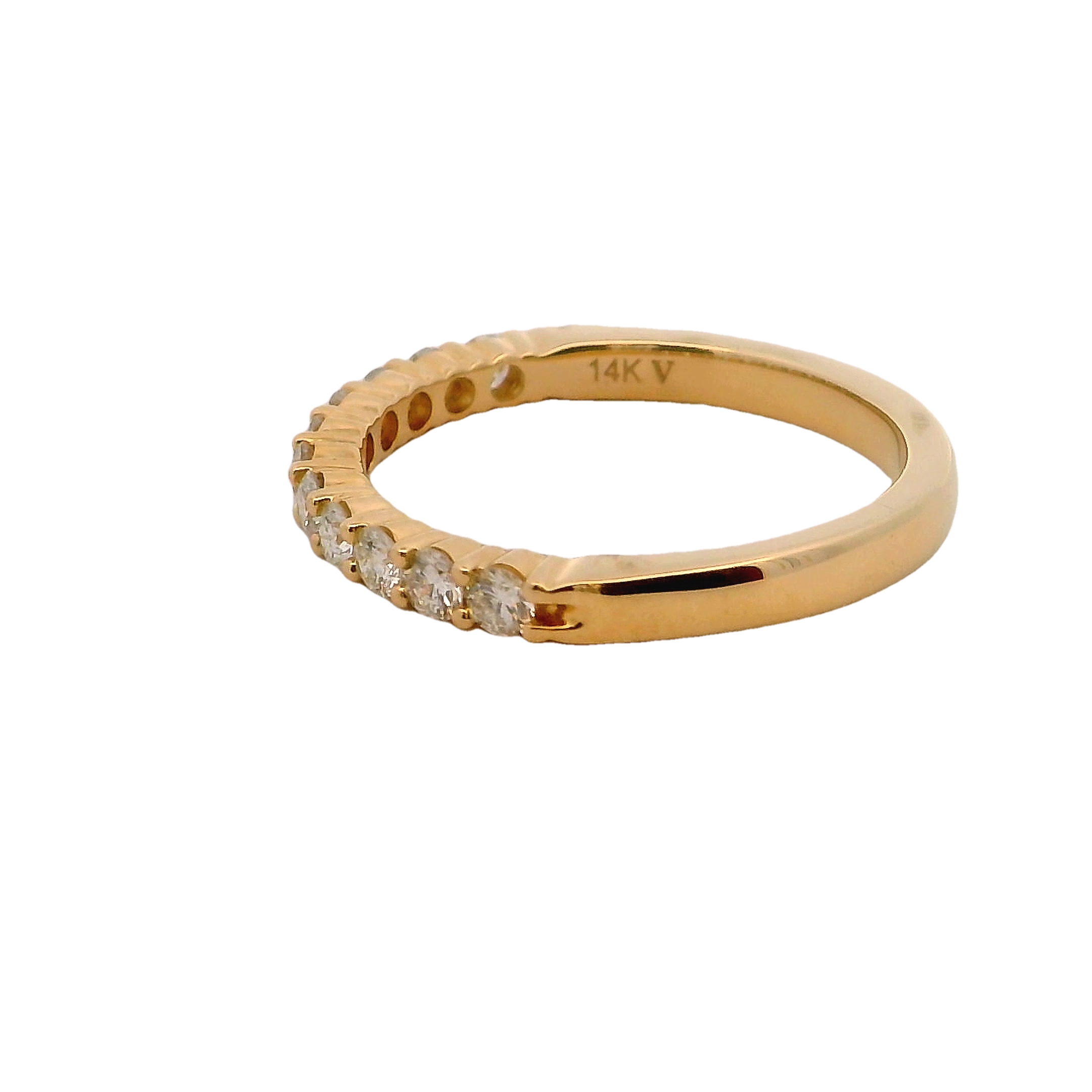 14k Yellow Gold Shared Prong Diamond Wedding Band