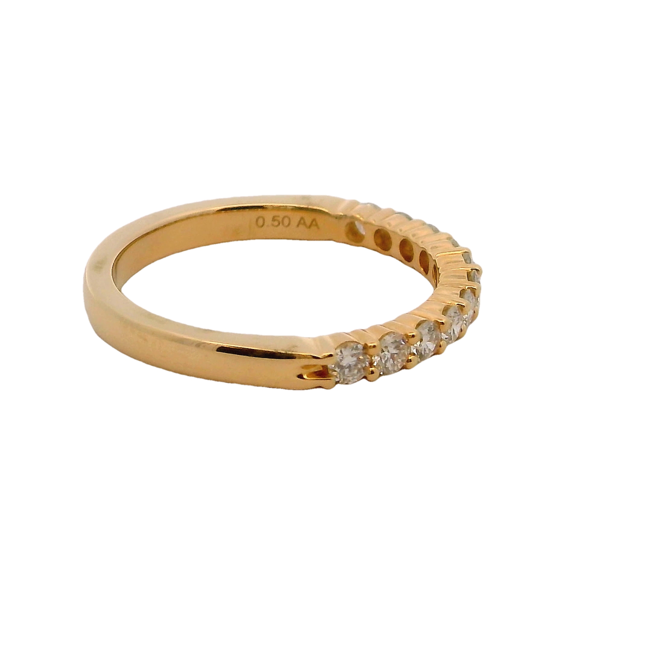 14k Yellow Gold Shared Prong Diamond Wedding Band