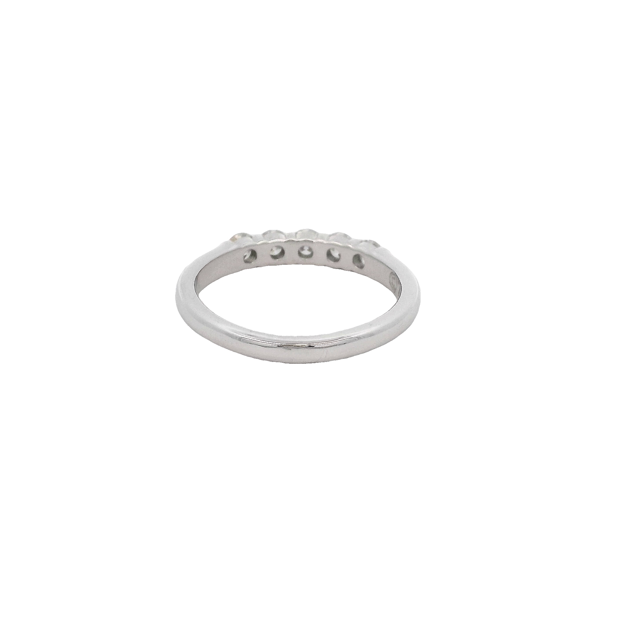 14k White Gold Five Stone Diamond Weddding Band
