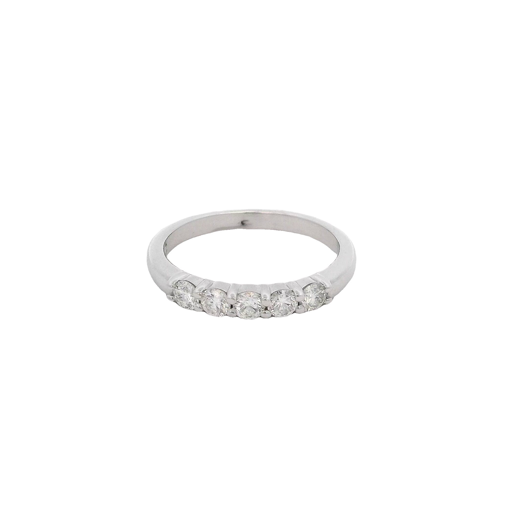 14k White Gold Five Stone Diamond Weddding Band
