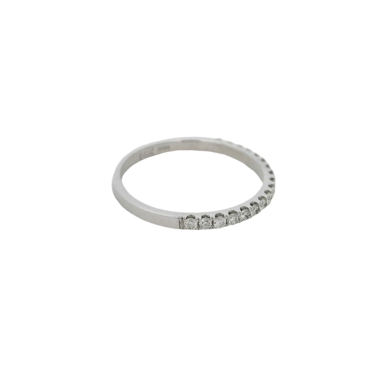 14k White Gold Individual Prong Diamond Wedding Band