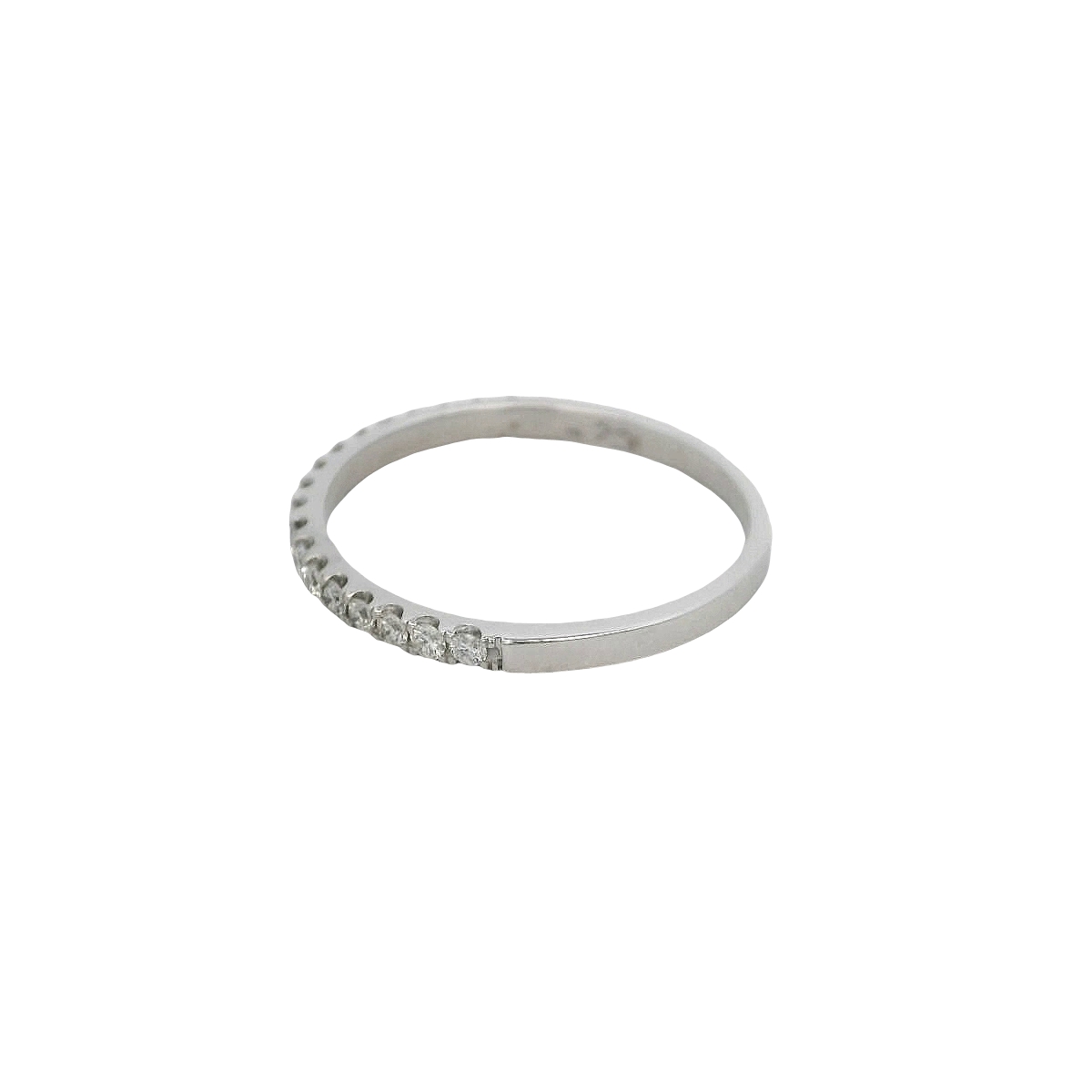 14k White Gold Individual Prong Diamond Wedding Band