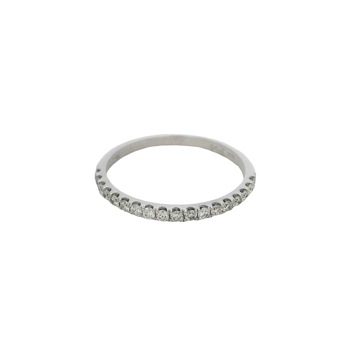 14k White Gold Individual Prong Diamond Wedding Band
