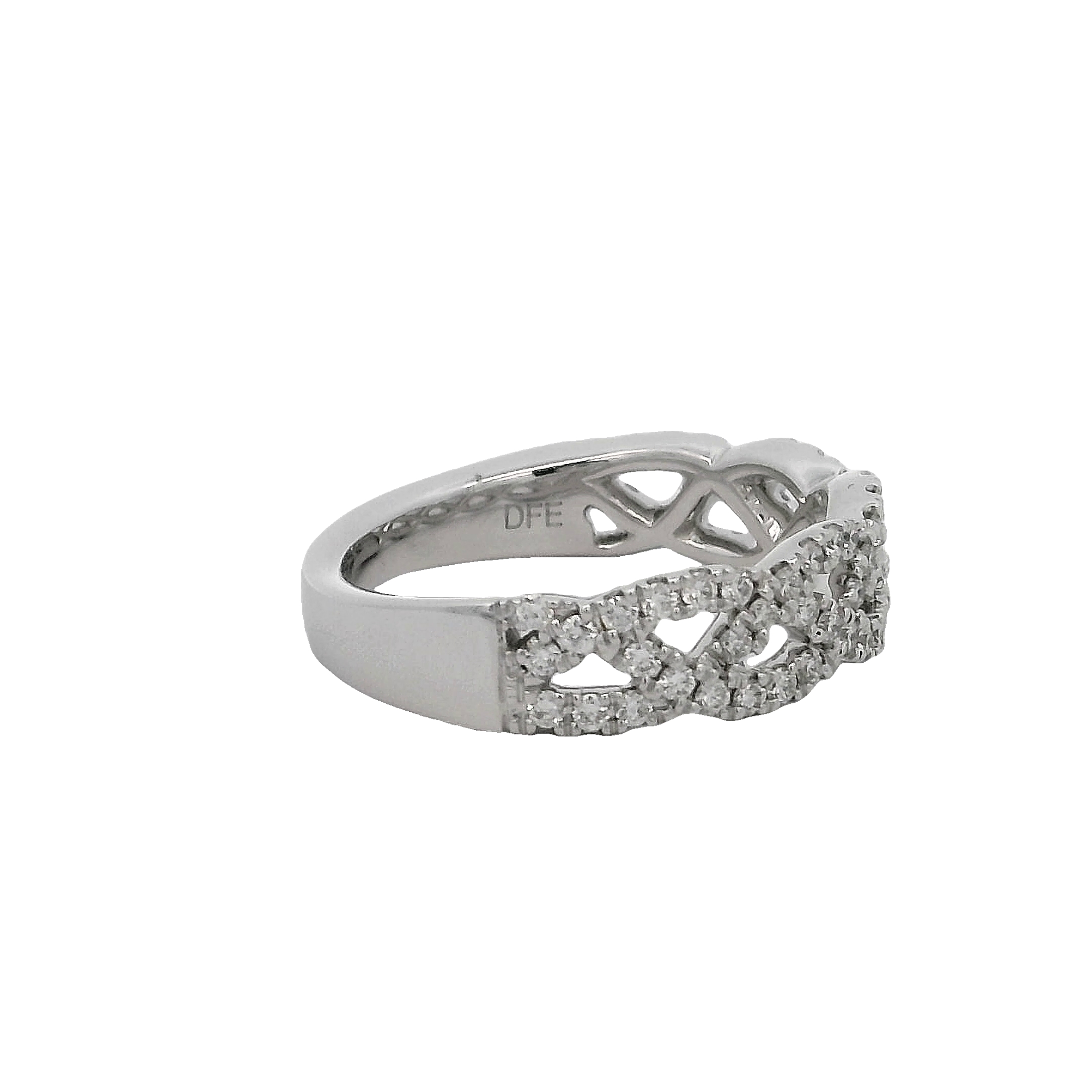 14k White Gold Diamond Twist Wedding Band
