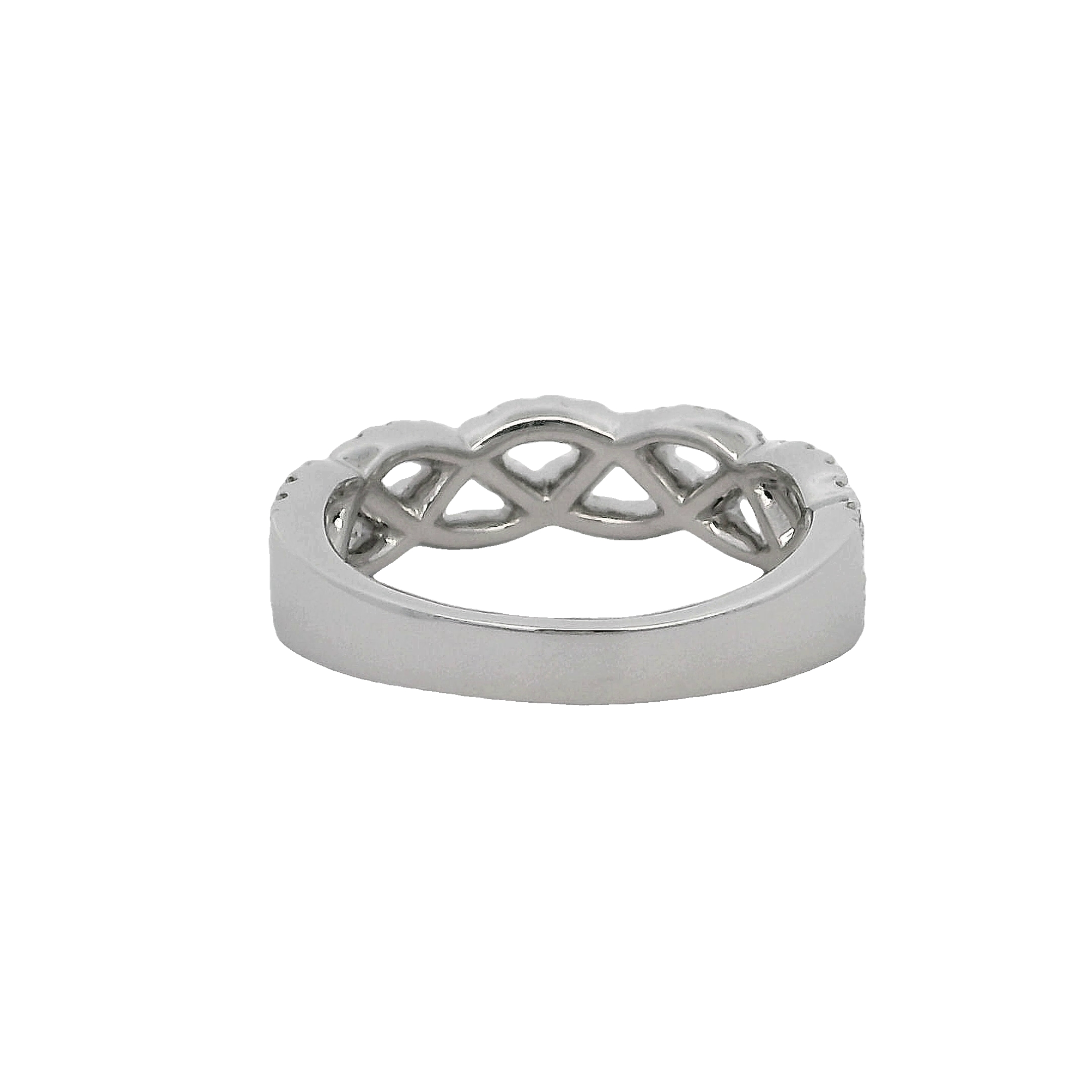 14k White Gold Diamond Twist Wedding Band