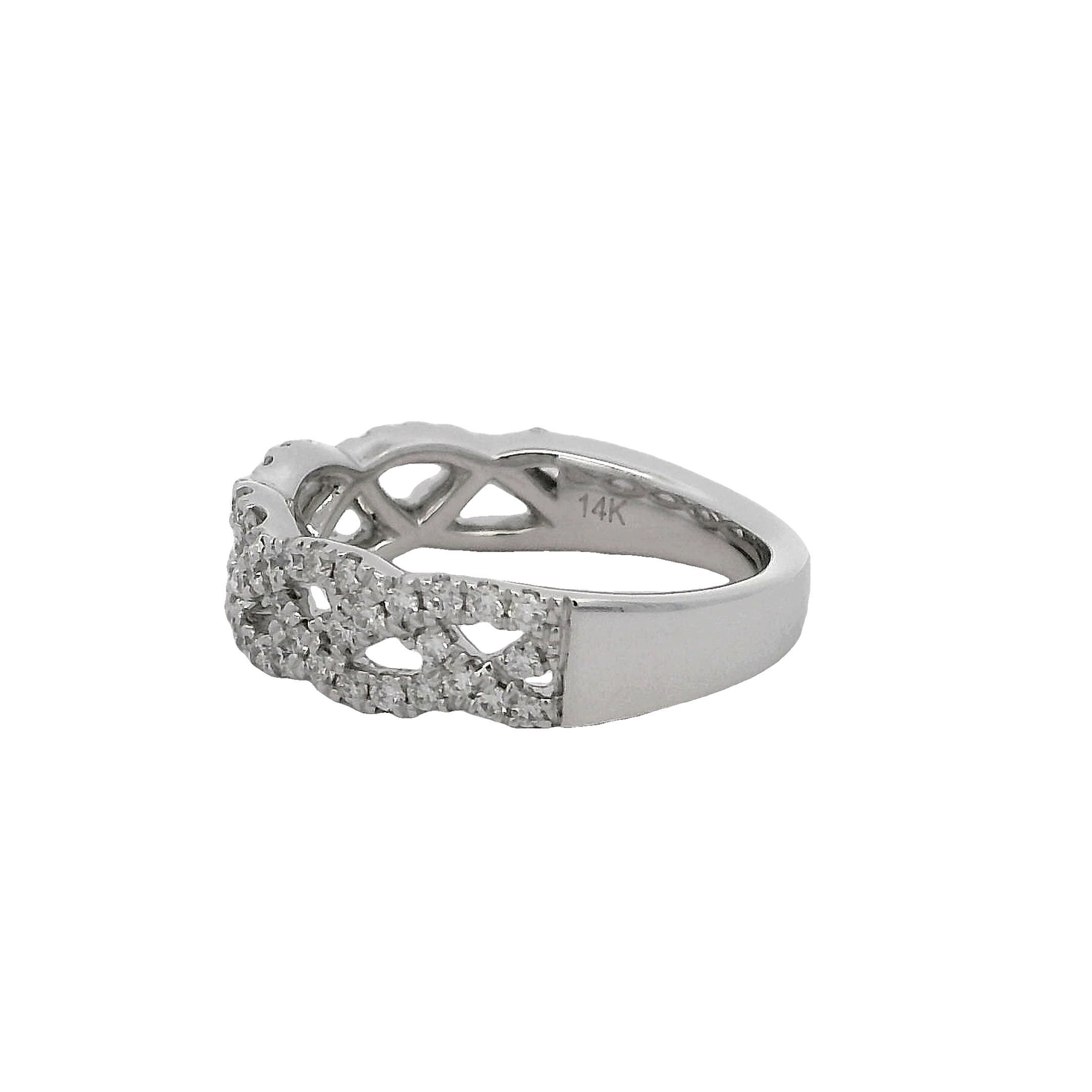 14k White Gold Diamond Twist Wedding Band