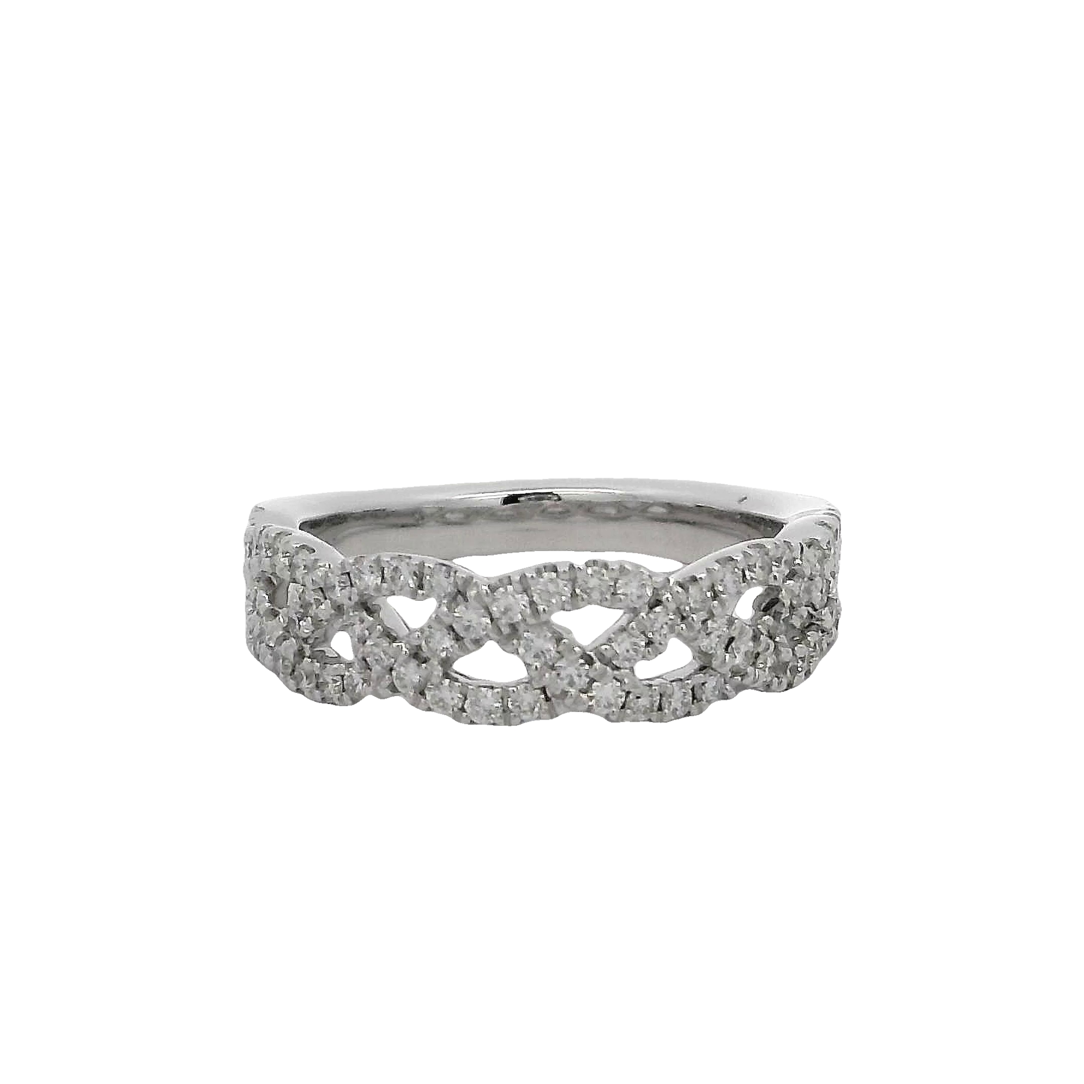 14k White Gold Diamond Twist Wedding Band