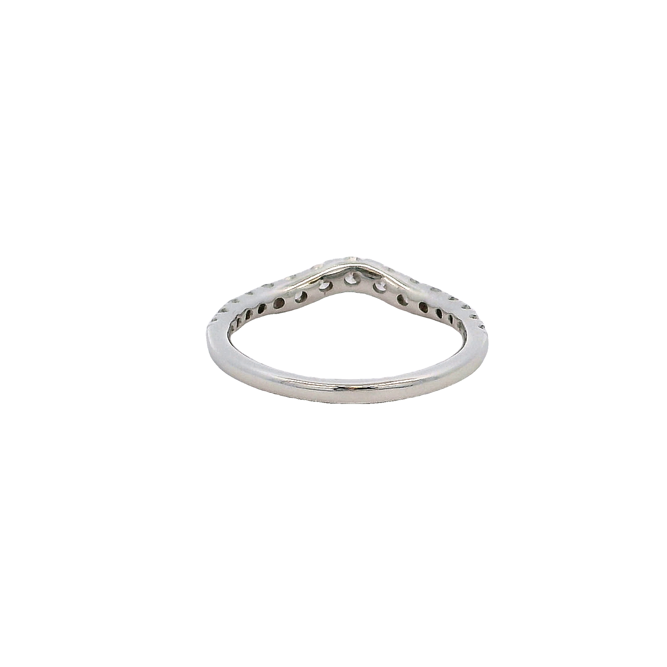 14k White Gold Curved Diamond Wedding Band