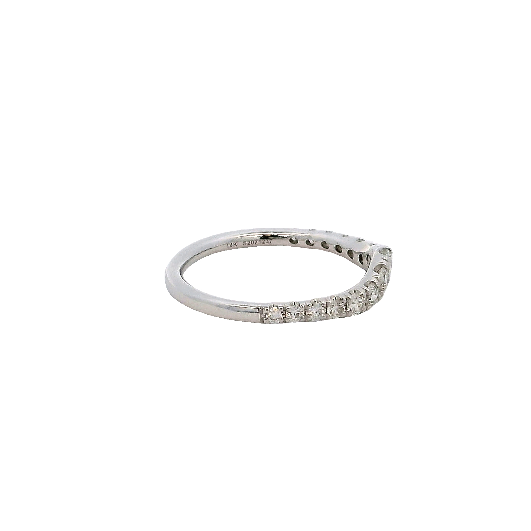 14k White Gold Curved Diamond Wedding Band