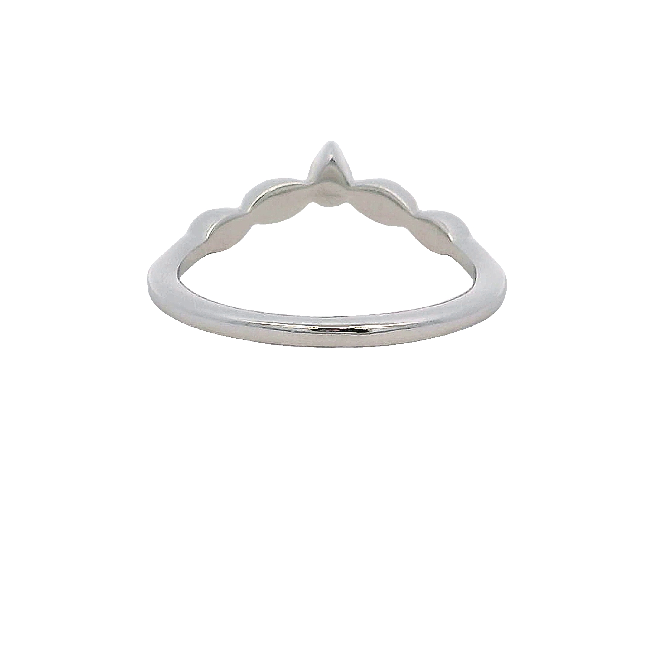 14k White Gold Curved Diamond Wedding Band